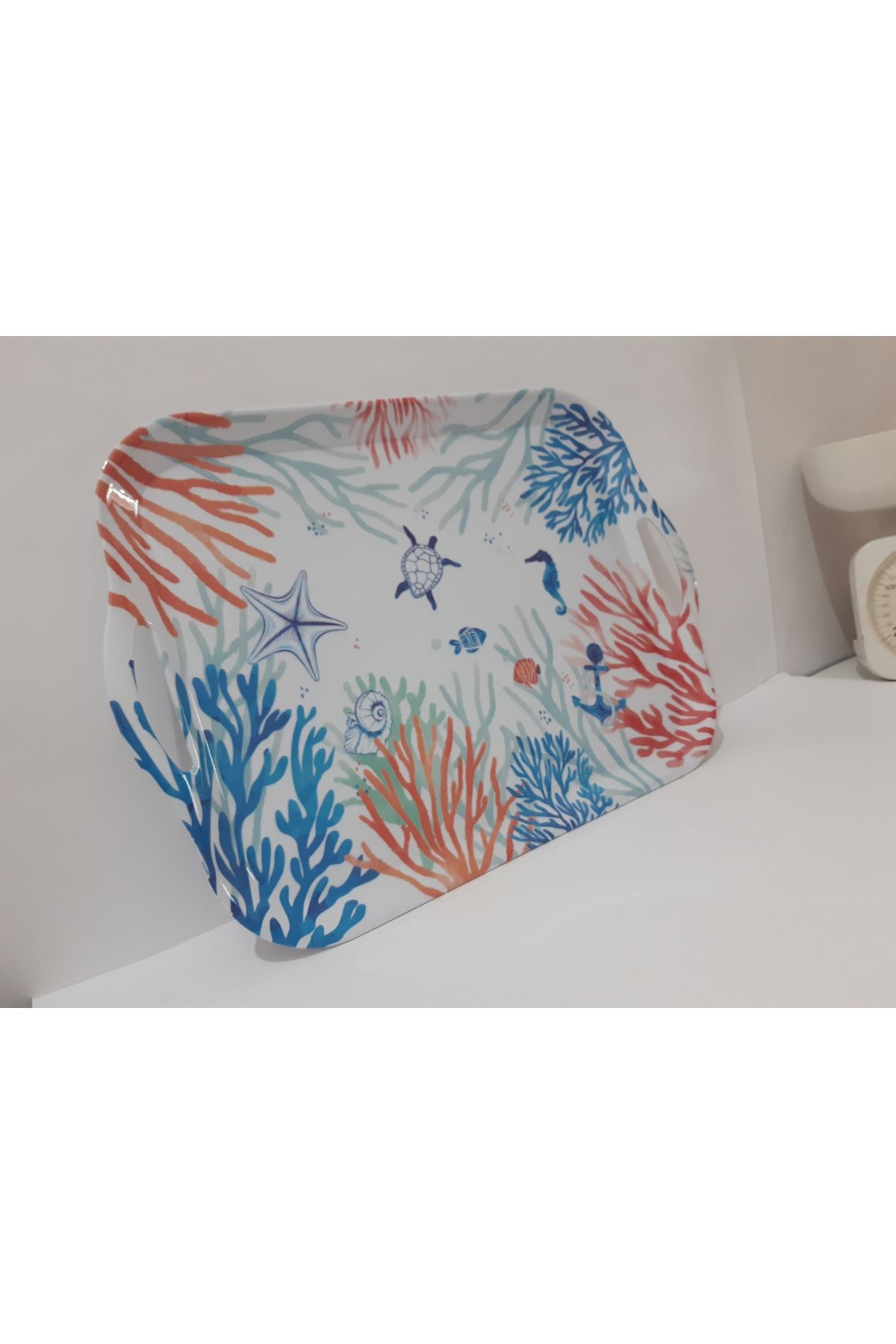 renkli çiçekler Melamin Çay Tepsi 44x30 CM Kulplu Melamin Çay Tepsisi Servis Tepsi Sunum Tepsisi