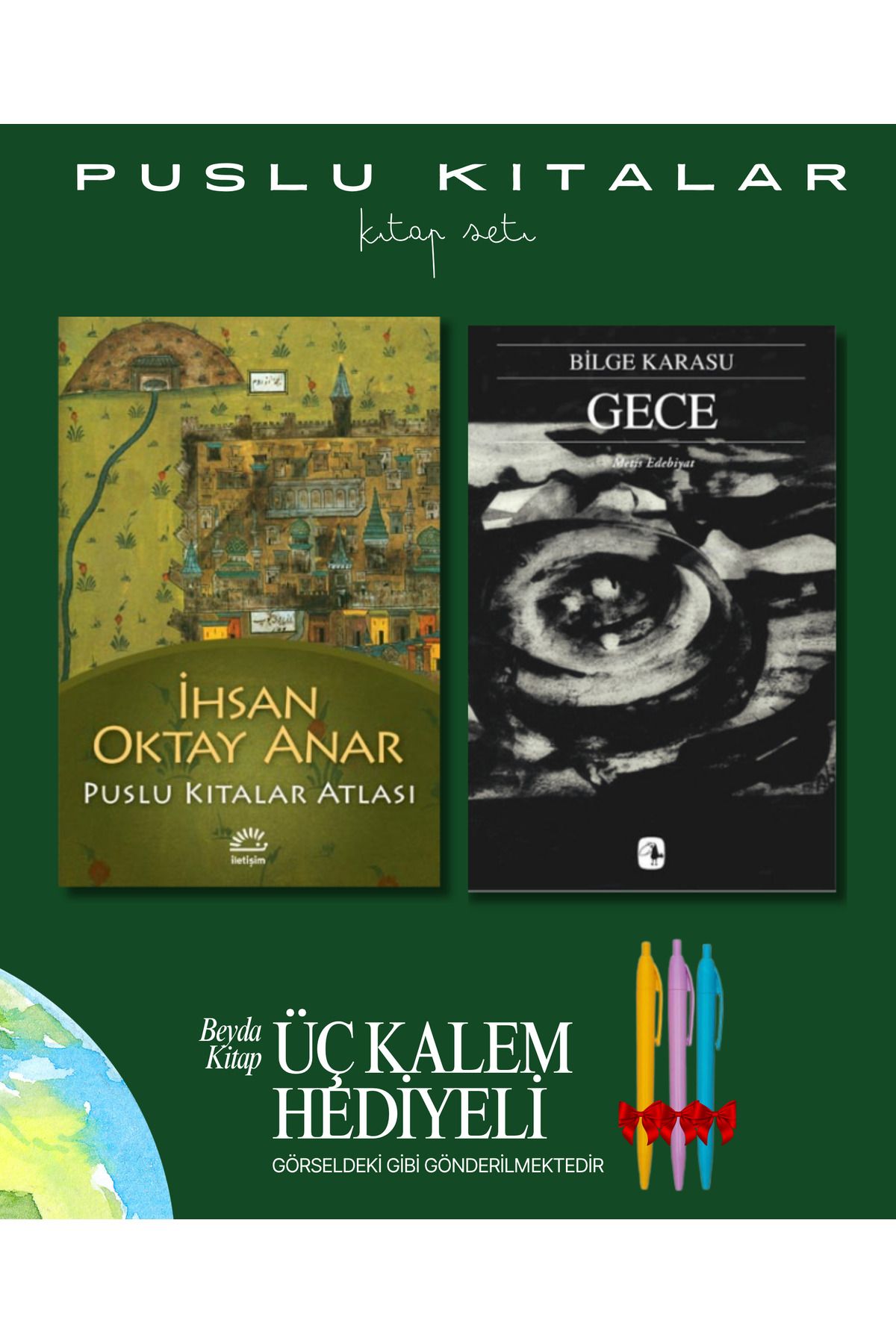 İletişim Yayınları Puslu Kıtalar Atlası - Gece - Kitap Seti - İhsan Oktay Anar - Kalem Hediyeli