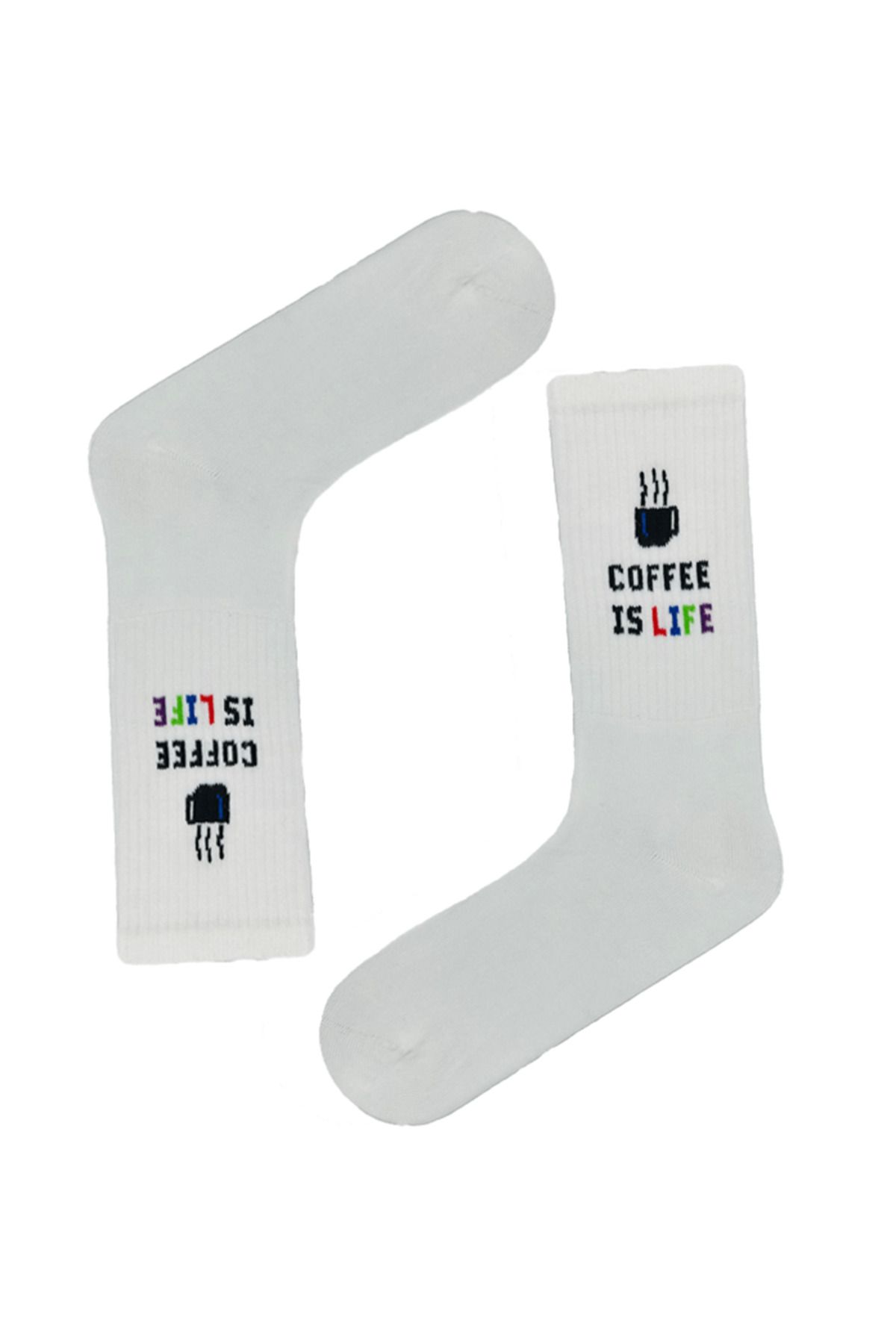 AKSU ÇORAP Coffee Is Life Yazılı Tenis Spor Çorap