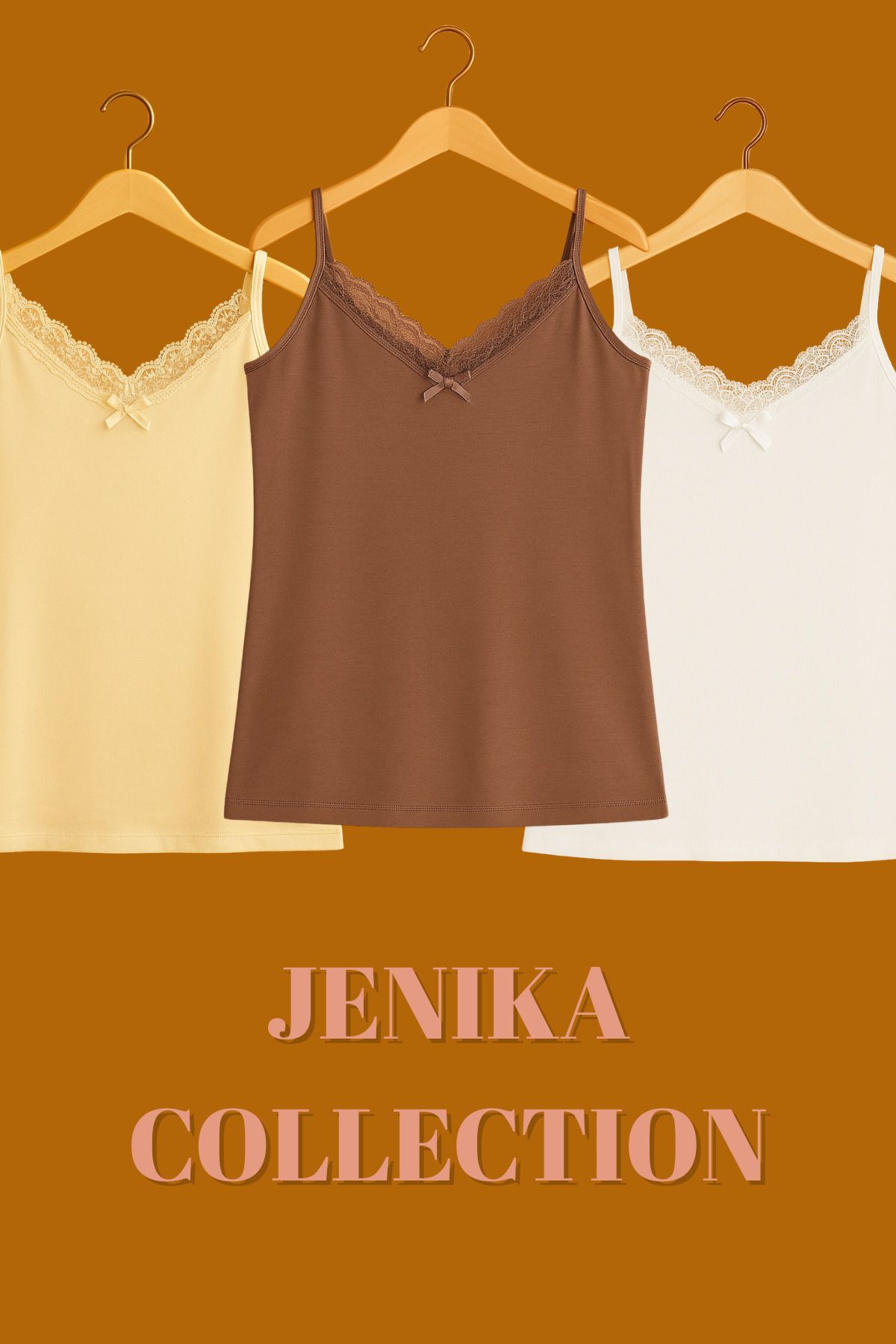 JENİKA Düz Renk Pamuklu İp Askılı Kadın 3 lü Atlet
