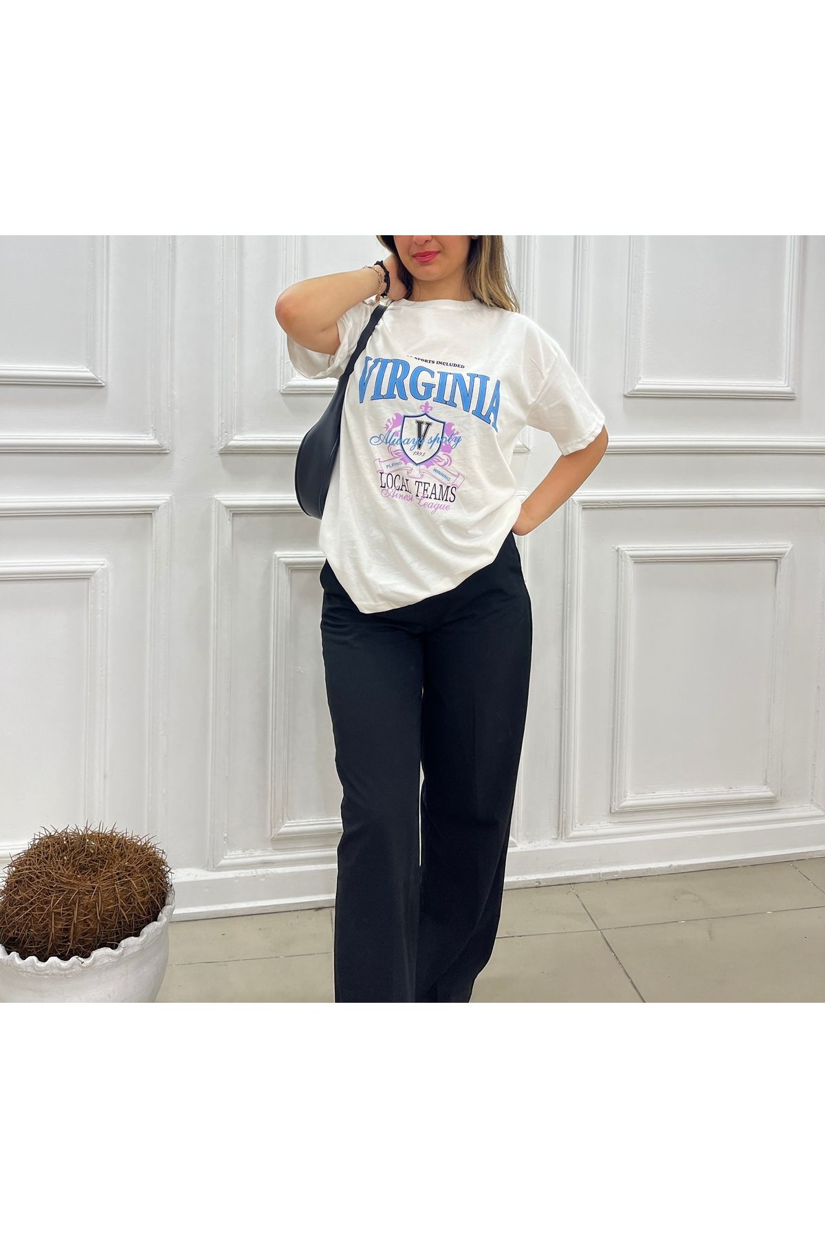 SheMy Oversize Ön Baskılı Kadın T-Shirt – Pamuklu Rahat Kalıp