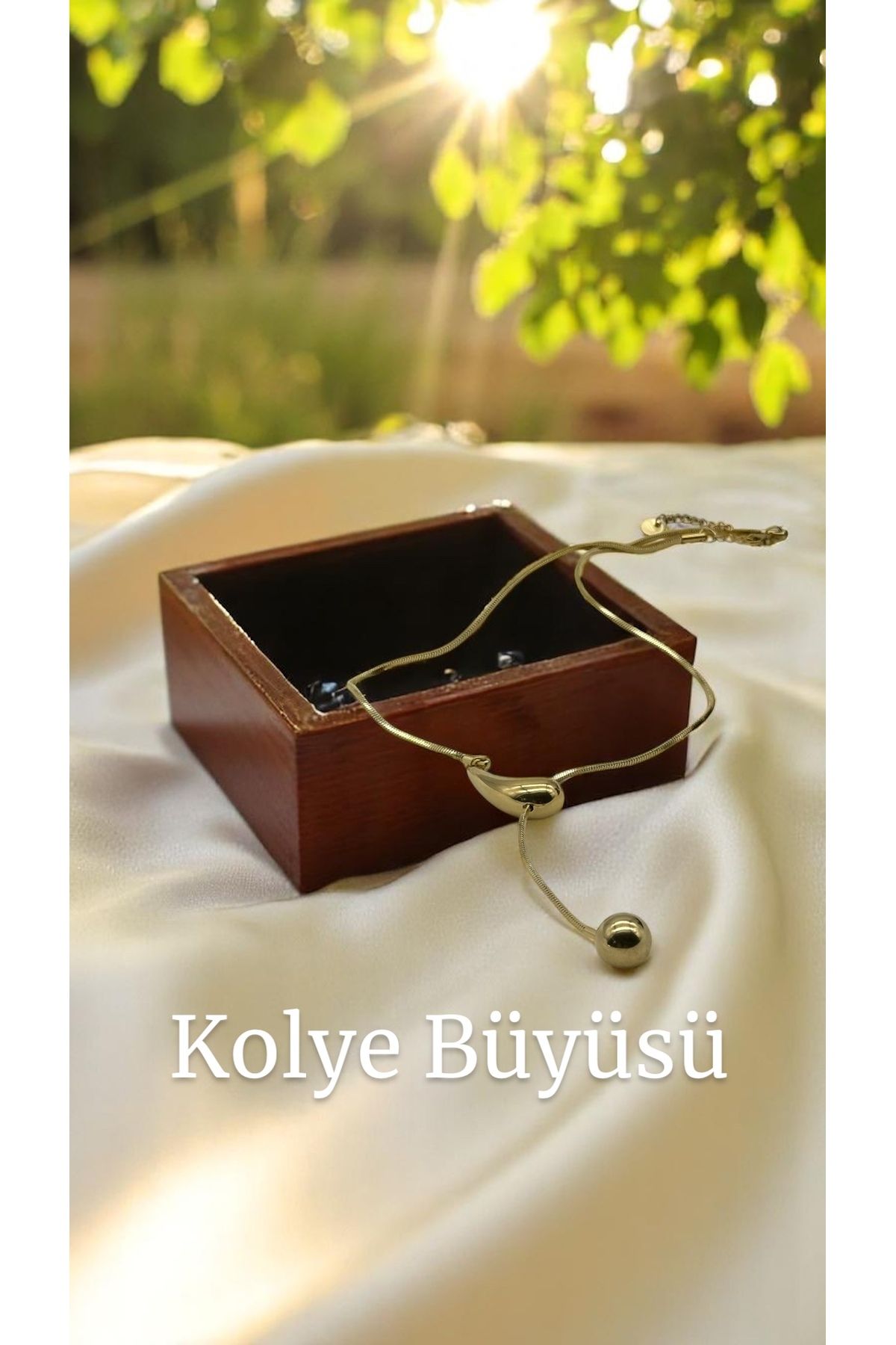 Lunays Su Damlası Moden Kadın Kolye 316 Paslanmaz Çelik Gold Renk