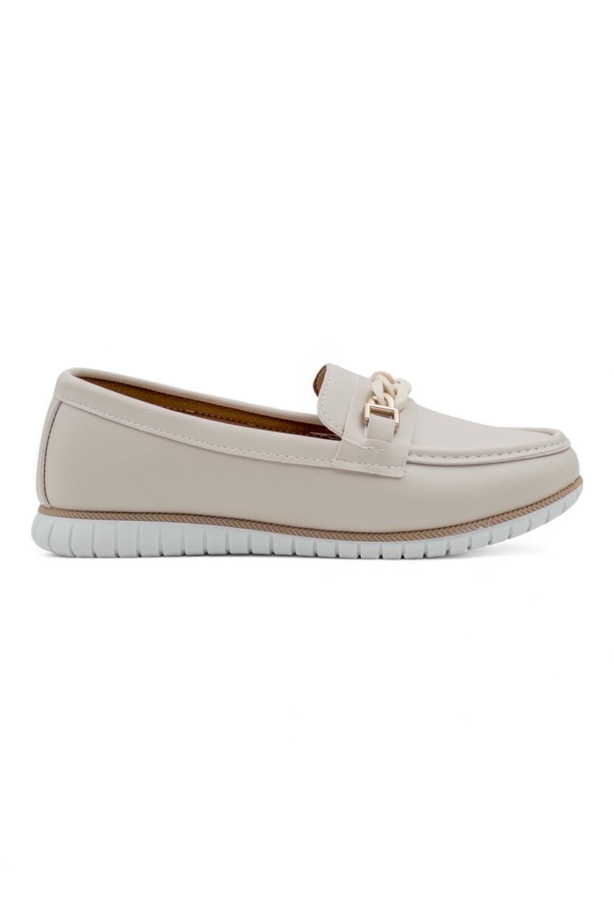 Shoes ZİNCİRLİ GÜNLÜK KADIN BABET KREM