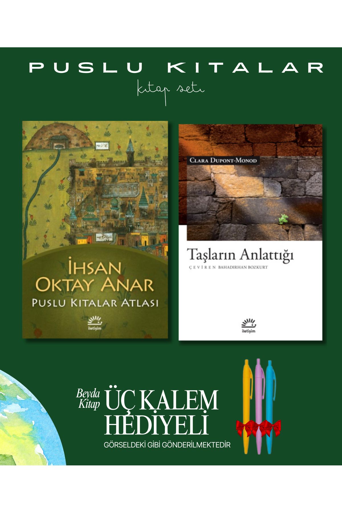 İletişim Yayınları Puslu Kıtalar Atlası - Taşların Anlattığı - Kitap Seti - İhsan Oktay Anar - Kalem Hediyeli