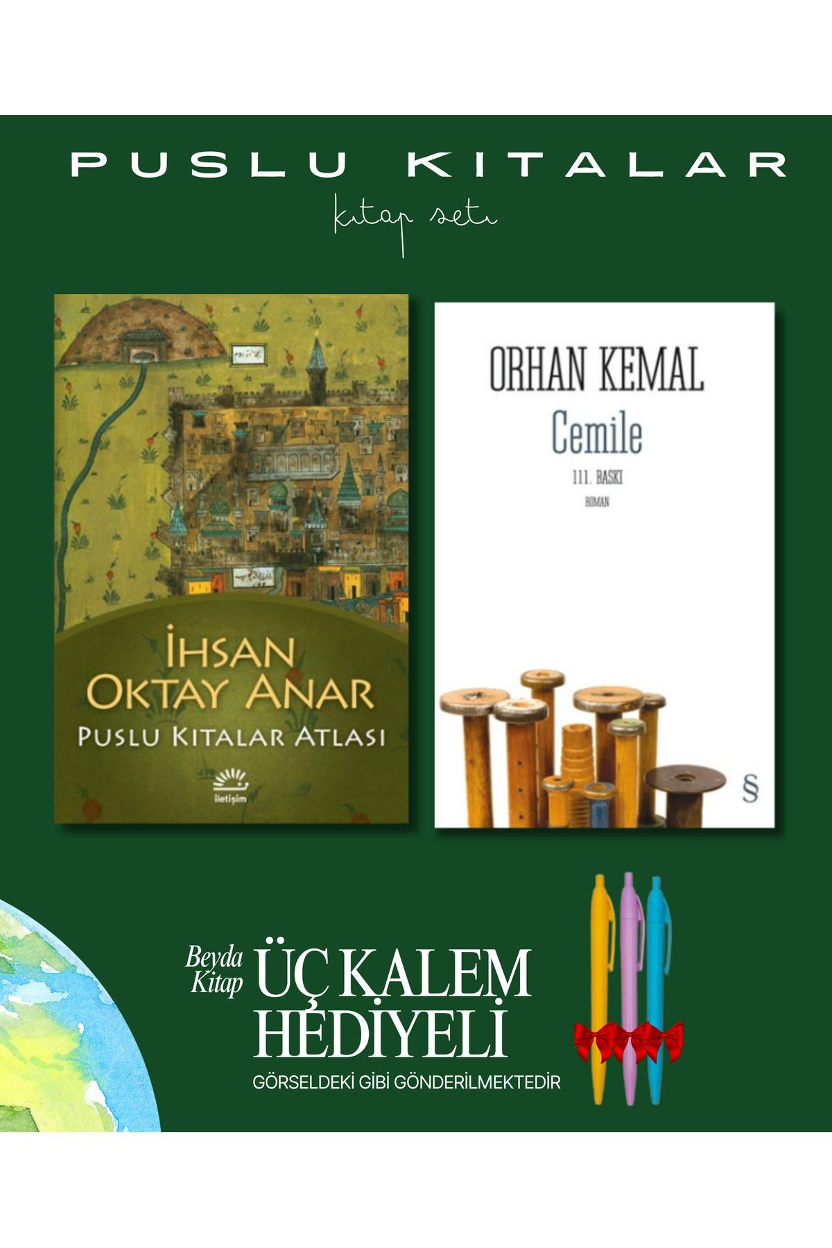 İletişim Yayınları Puslu Kıtalar Atlası - Cemile - Kitap Seti - İhsan Oktay Anar - Kalem Hediyeli