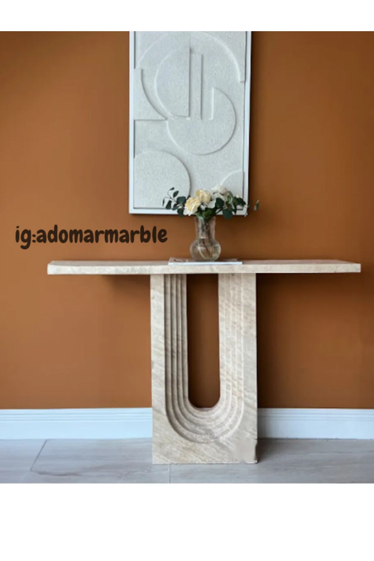 adomarmarblehandmadeandluxury ADOMAR Traverten Dresuar, Mermer Dresuar, Antre Dresuar, %100 Doğal Taş, Konsol Masası, Özel Ölçü