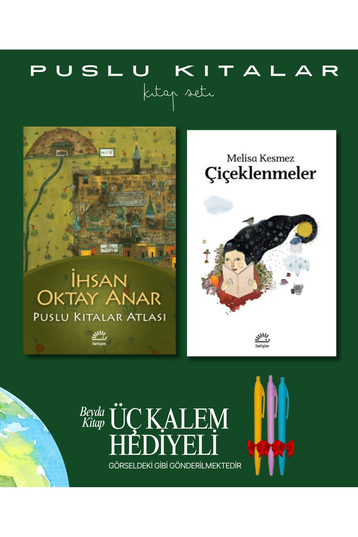 İletişim Yayınları Puslu Kıtalar Atlası - Çiçeklenmeler - Kitap Seti - İhsan Oktay Anar - Kalem Hediyeli