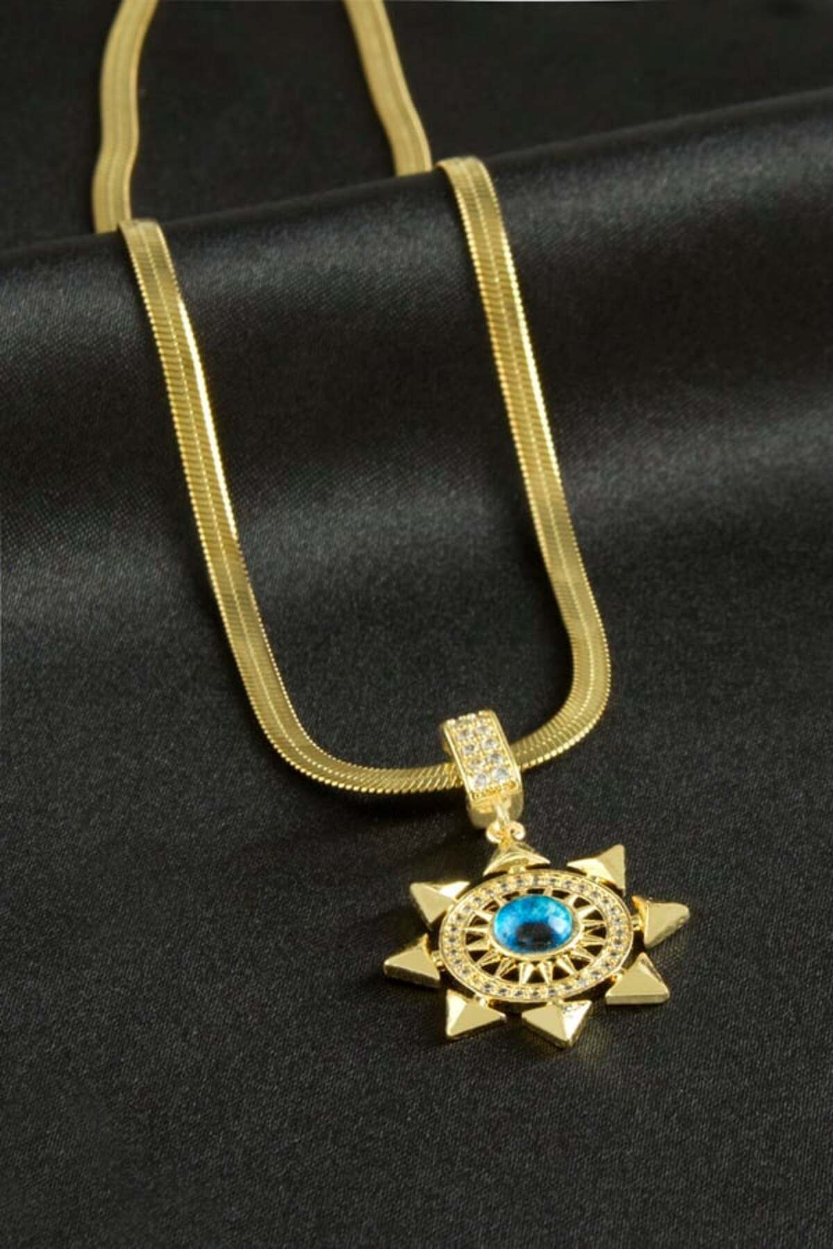 Gold Nazar Yıldız İtalyan Zincirli Lüks Çelik Kolye