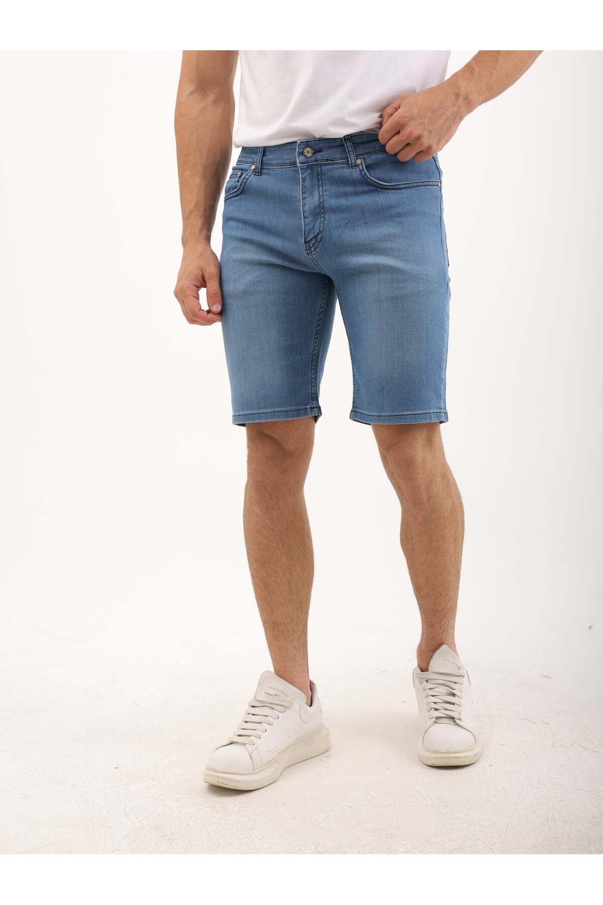 WKM Erkek Regular Fit Asit Yıkama Kot şort