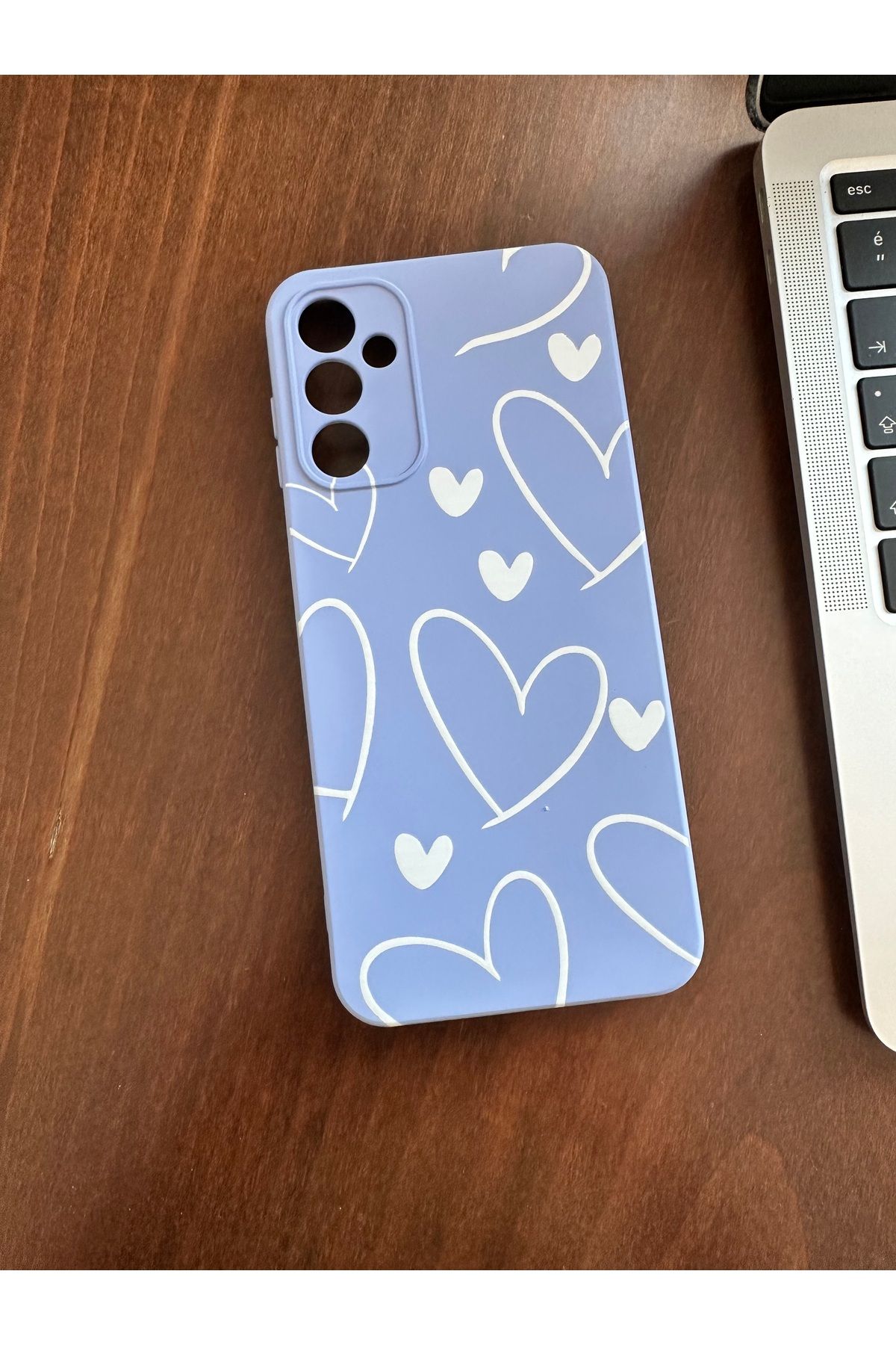 Mobildizayn SAMSUNG A20 Uyumlu Beyaz Kalp Desenli Telefon Kılıfı