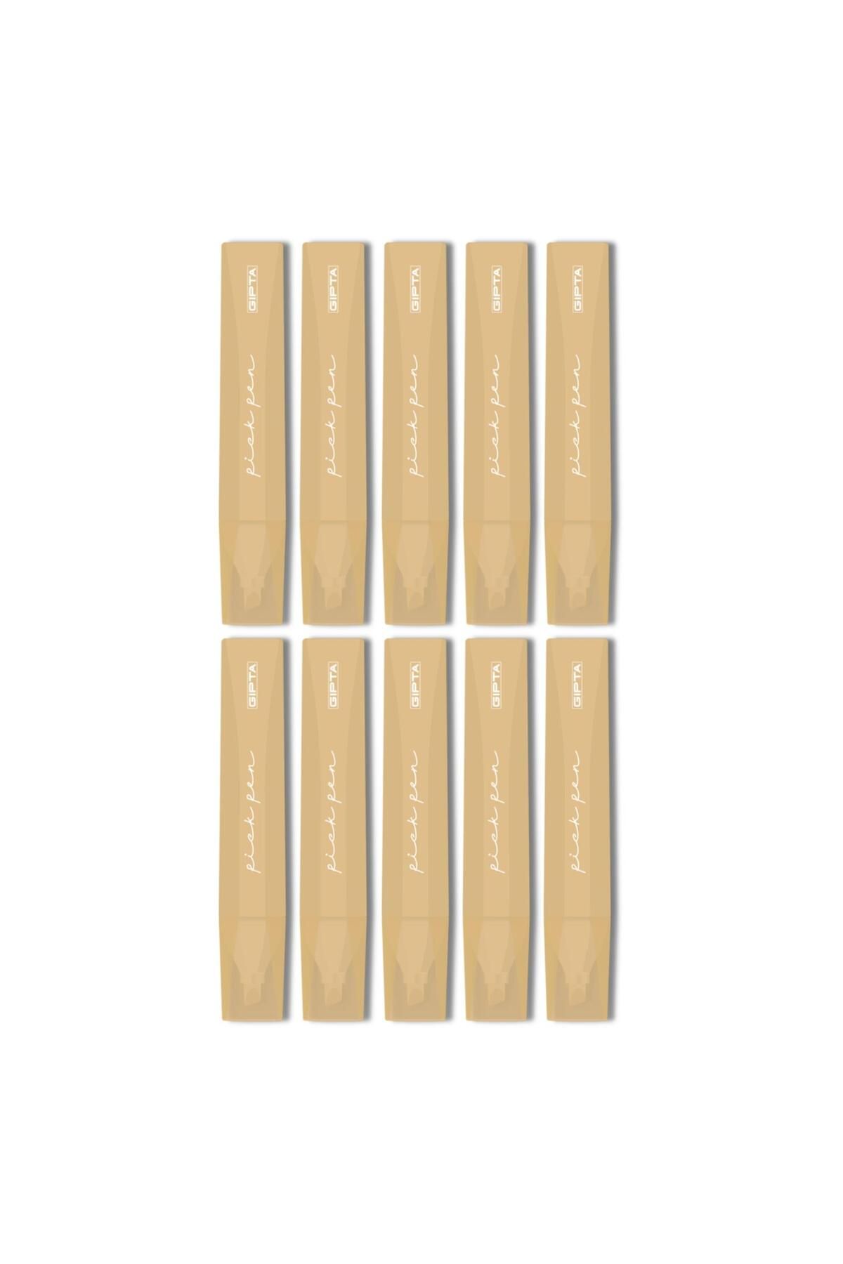 Gıpta Pickpen Kesik Uç Fosforlu Kalem Gold (F1551) 10 Adet