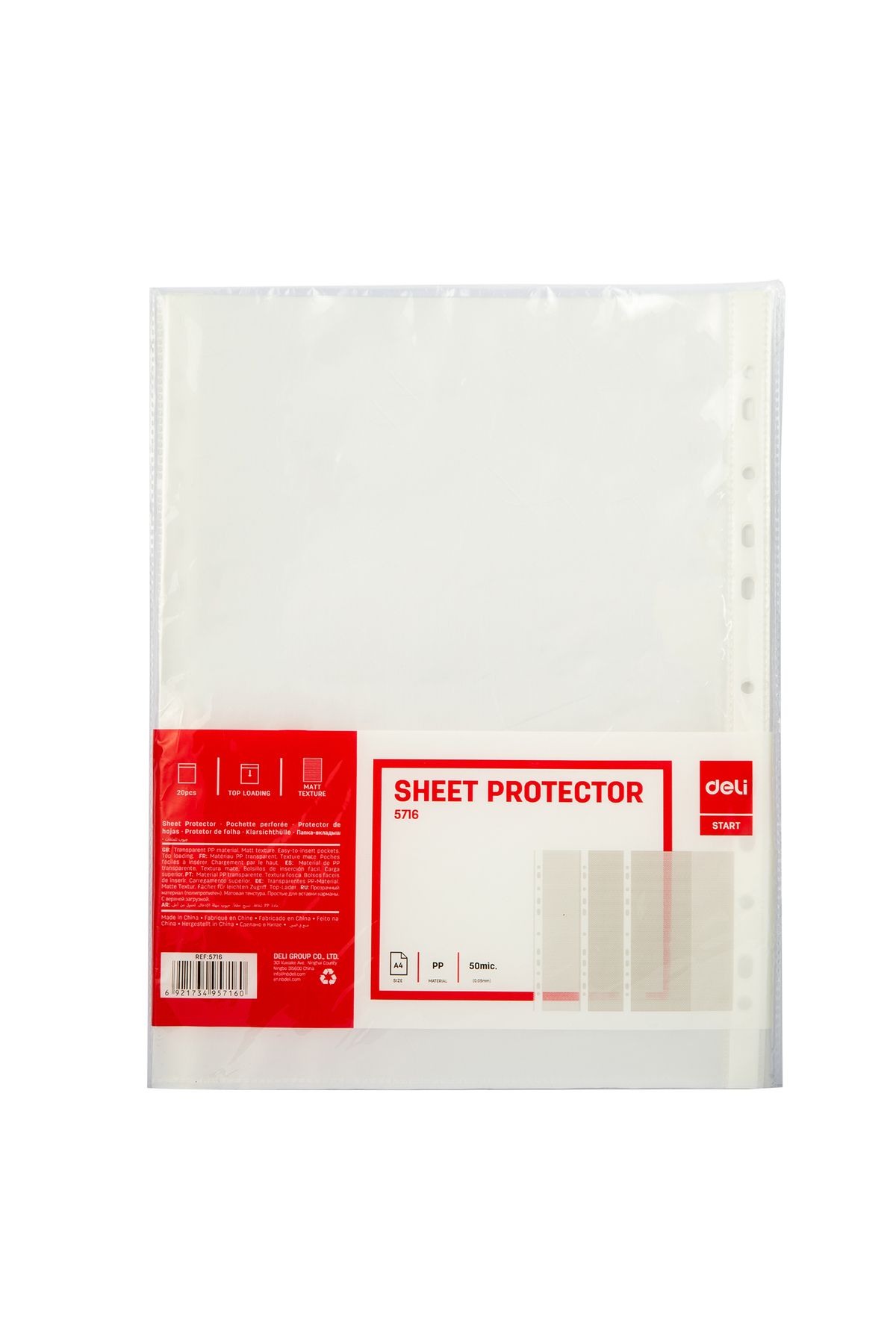 Deli-Deli E5716 Sheet Protector, A4 Transparent 50mic PP Top-Loading – For Office Document Filing 4