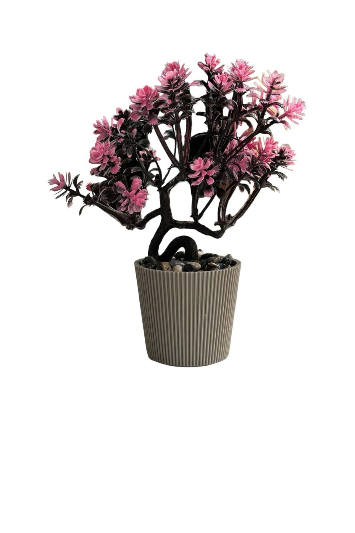 MDZ COLLECTION Mdz Home Dekoratif Küçük Saksı Yapraklı Pembe Ağaç