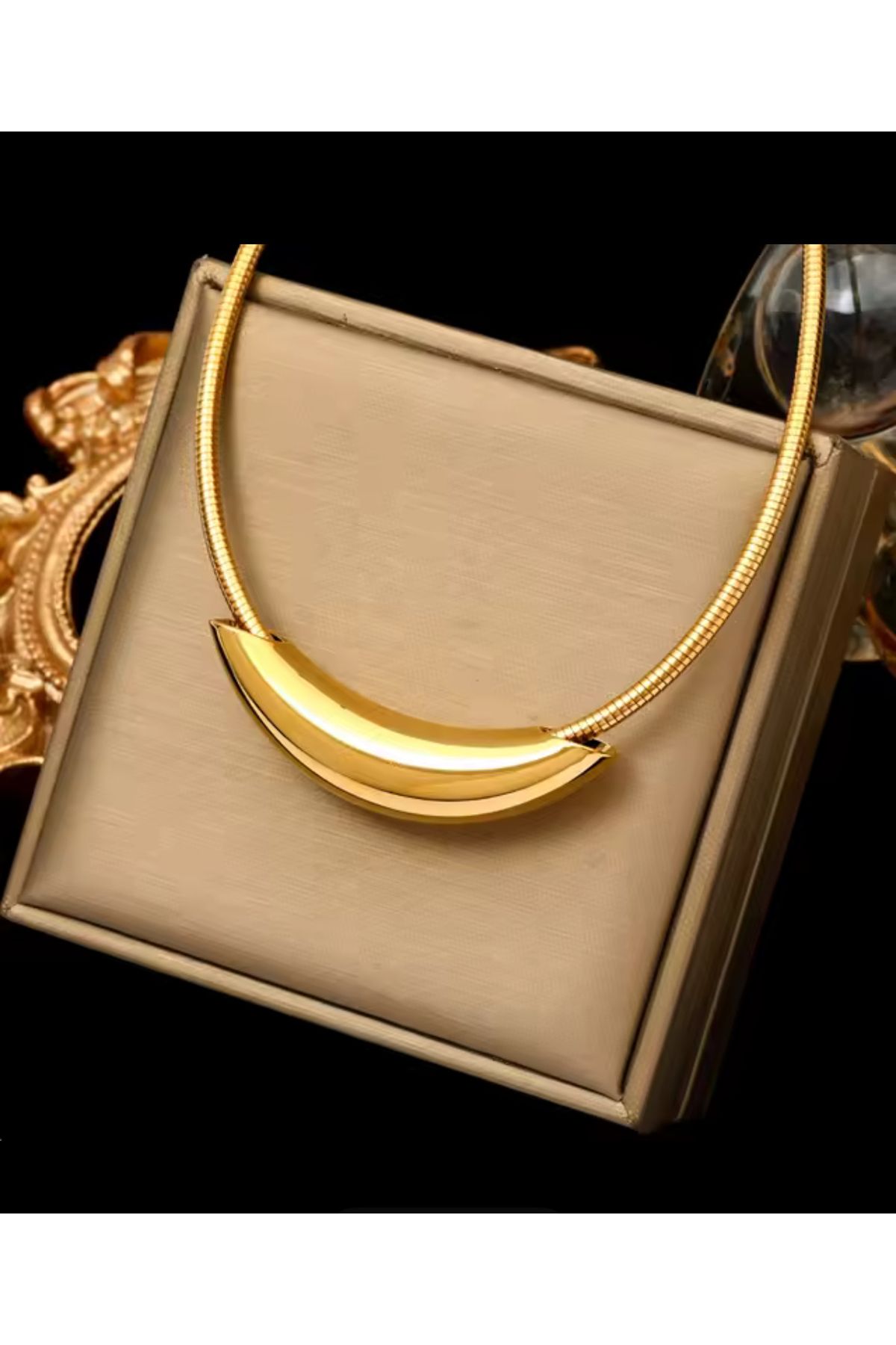 Lunays Su Damlası Kadın Kolye 316 Paslanmaz Çelik Gold Renk
