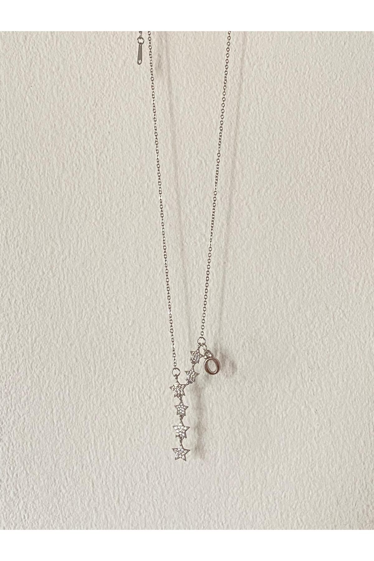 bijoux uniques Kayan Yıldız Ö Harfli Çelik Kolye