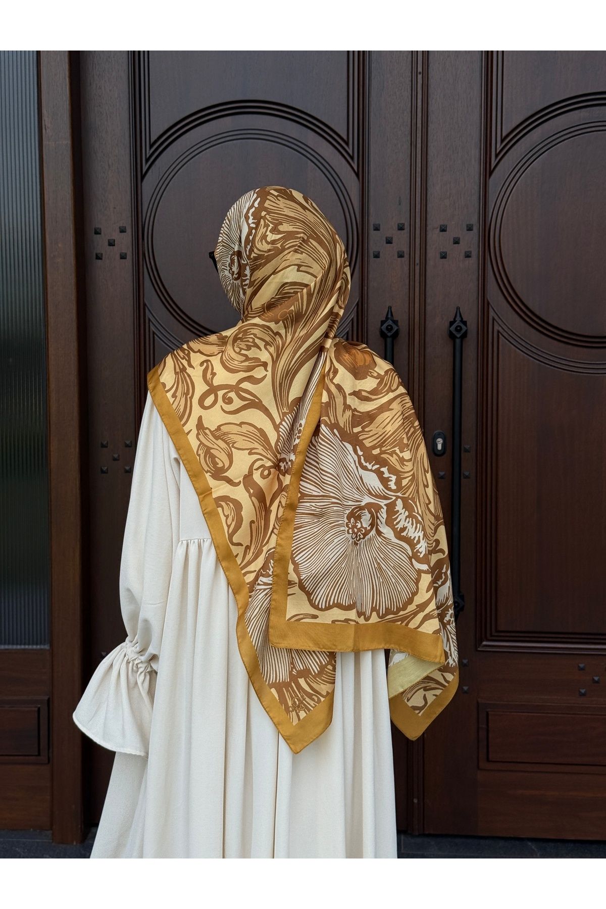 Qalortex Scarf Pamuklu Soft Luna Desen Şal-Yağ Yeşil