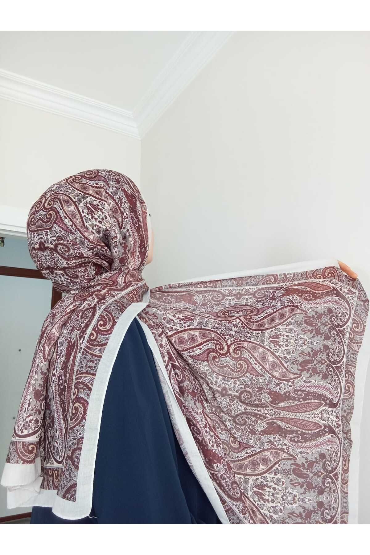 aminebuğlemscarf etnik desen soft pamuk şal - bordo
