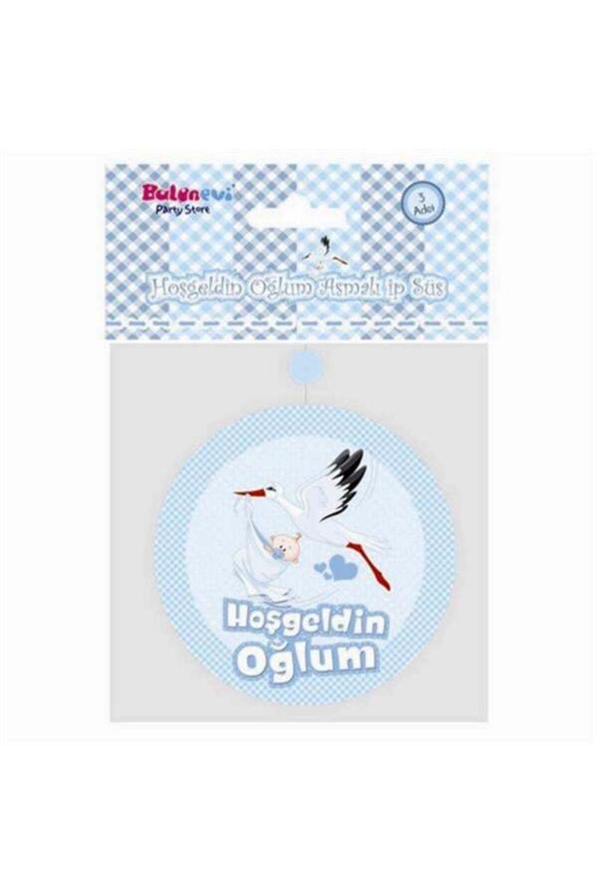 Modafiks Hoşgeldin Oğlum Yazılı Baby Shower Süs 3 Adet