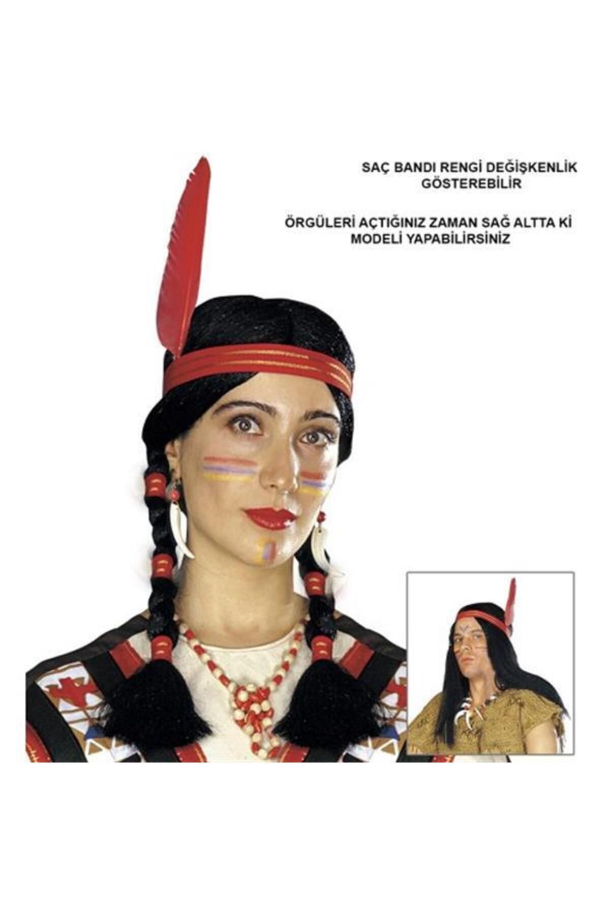 Modafiks Tüylü Örgülü Kızılderili Parti Peruğu