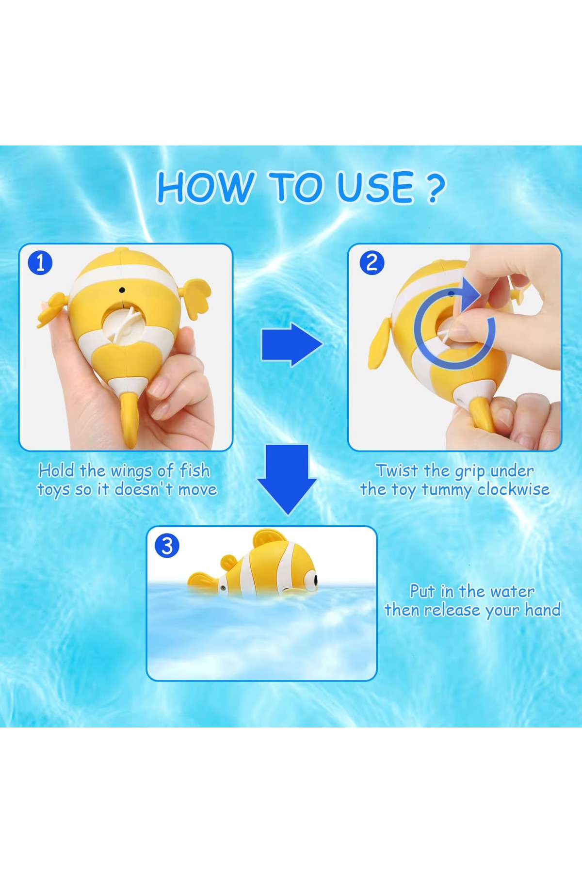 alpazza Yüzen Balık Küvet Banyo Balığı Hareketli Kurmalı Oyuncak Balık fotoğrafı 5 (önizleme)