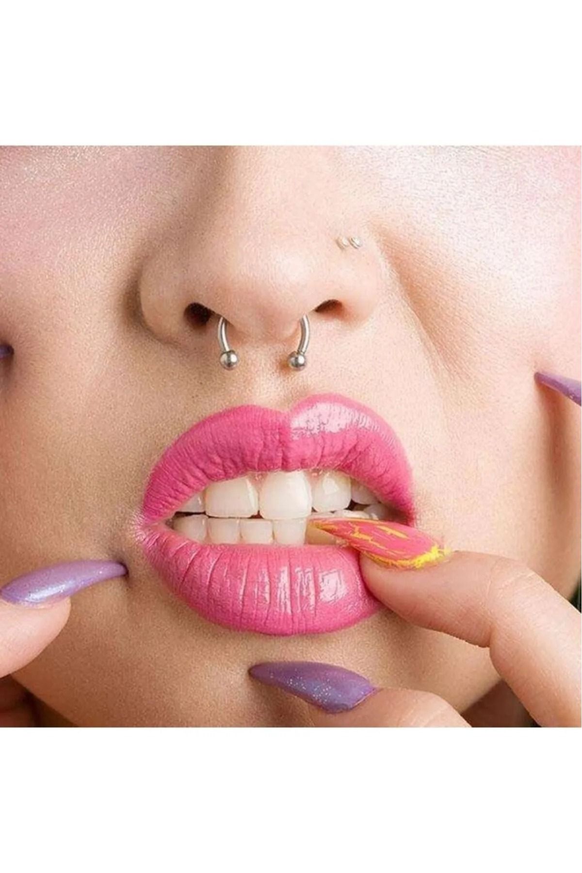 Feron accessories 316l Cerrahi Çelik Gümüş Renk 3 Lü Set Septum Piercing P-102