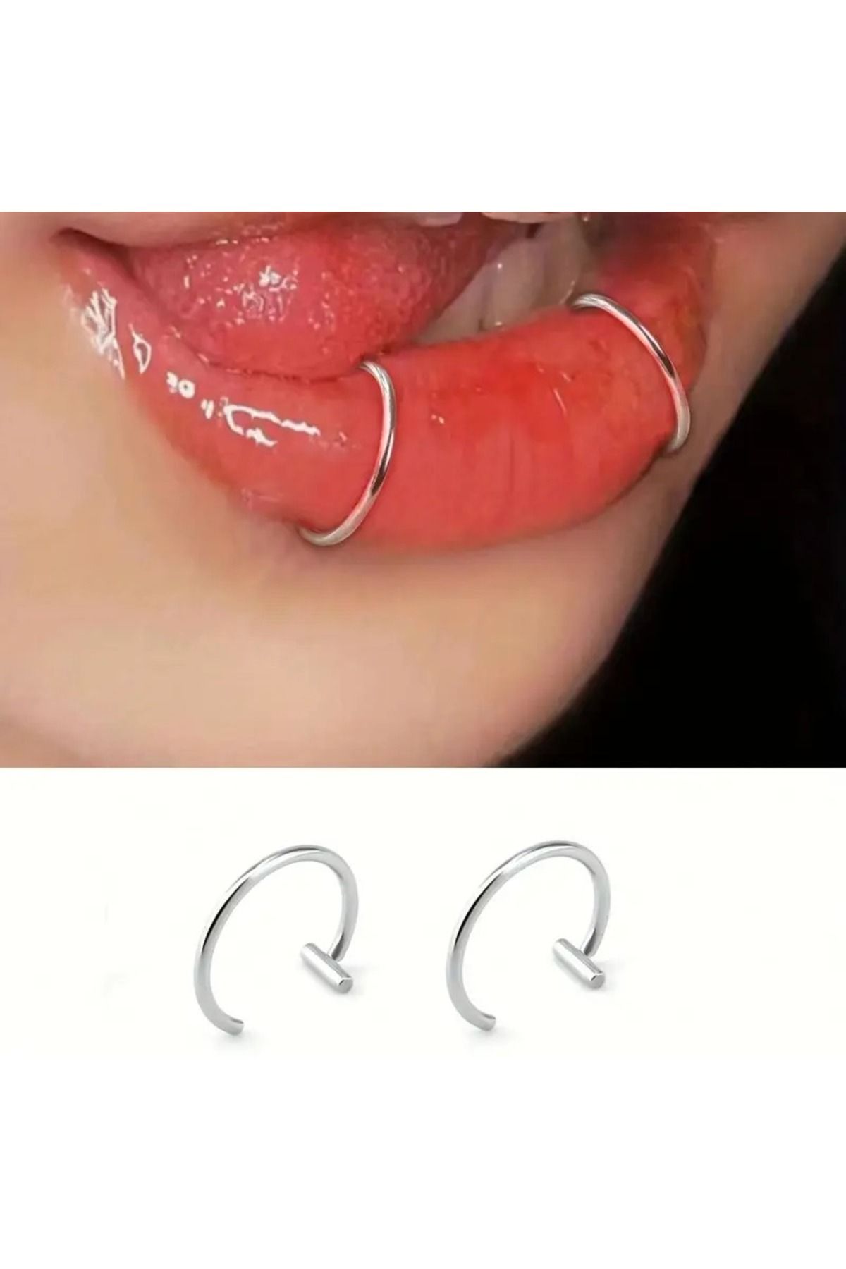 Feron accessories Delik Gerektirmeyen Sıkıştırmalı Halka Burun Kulak Dudak Piercing 5 ( ADET ) P101