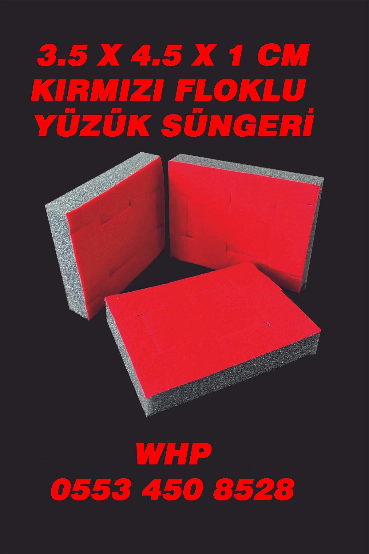 ÇUKUROVA ÜTÜ 10 ADET KIRMIZI SÜNGER 3,5 X 4,5 X 1 CM (Yüzük Kutusu İçin)