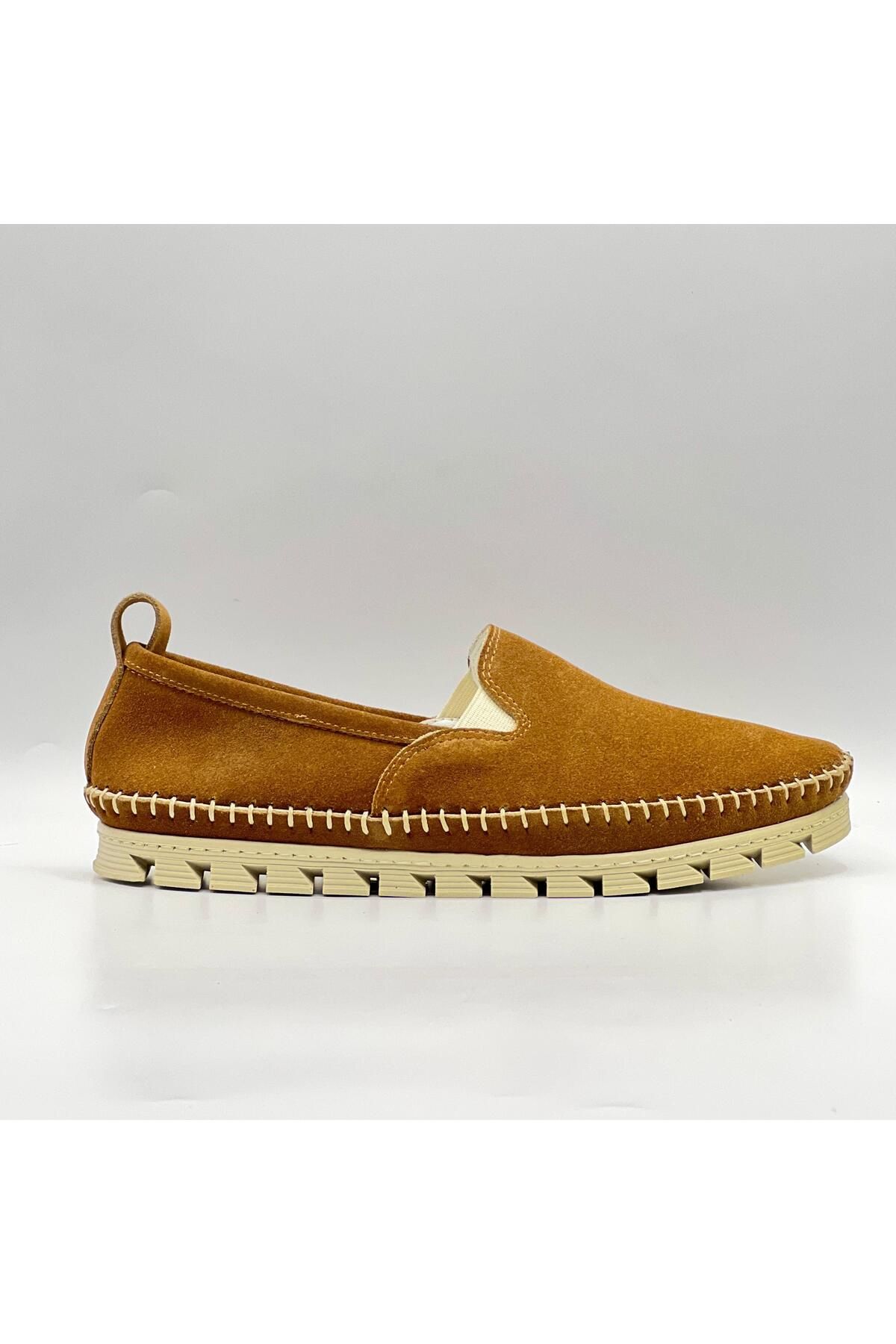 Ametist Flex Taba Süet Hakiki Deri Kadın Loafer