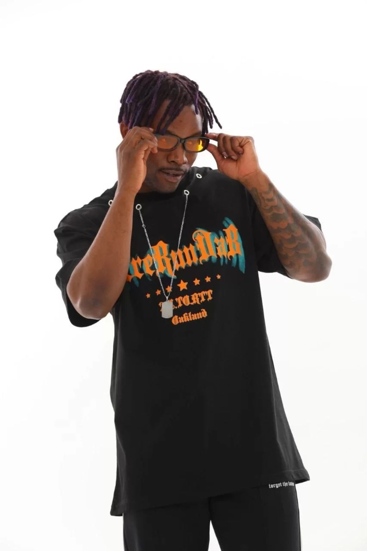 Robahood Unisex Oversize Kolye Dahil T-Shirt - Siyah