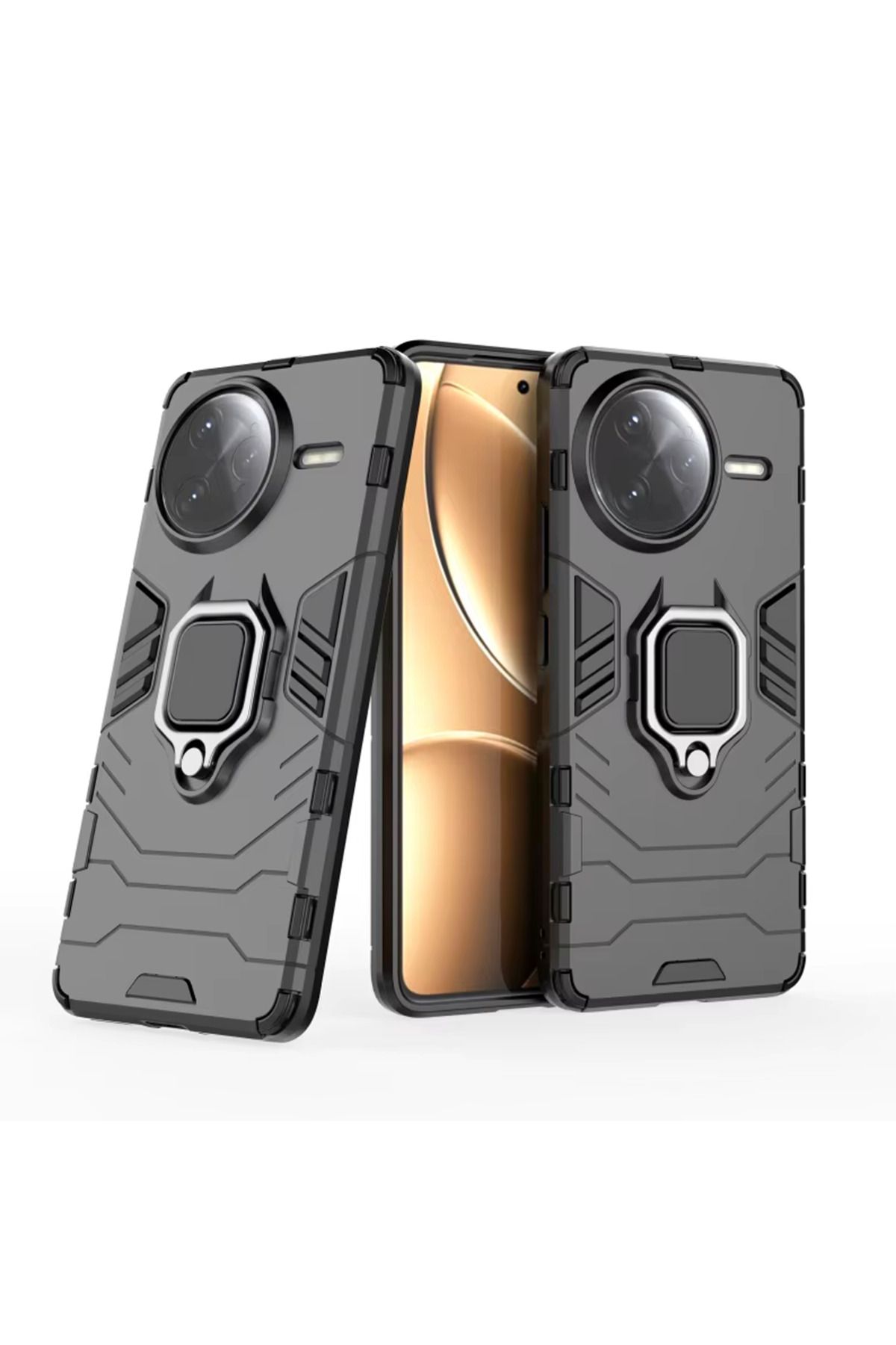 Microcase Xiaomi Redmi Poco F7 Ultra/K80 Pro ile Uyumlu Batman Serisi Yüzük Standlı Armor Kılıf - Siyah AL3349