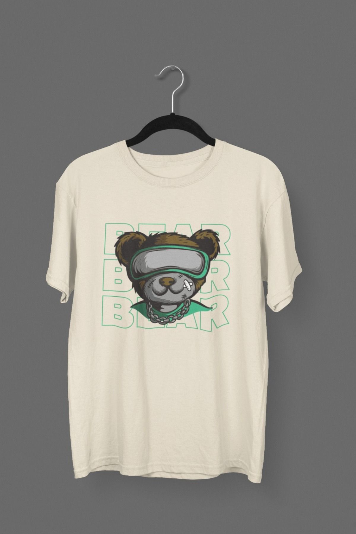 Butik ERKEK/KADIN -BEAR- TRANSFER BASKILI YUVARLAK YAKA KISA KOL TİŞÖRT