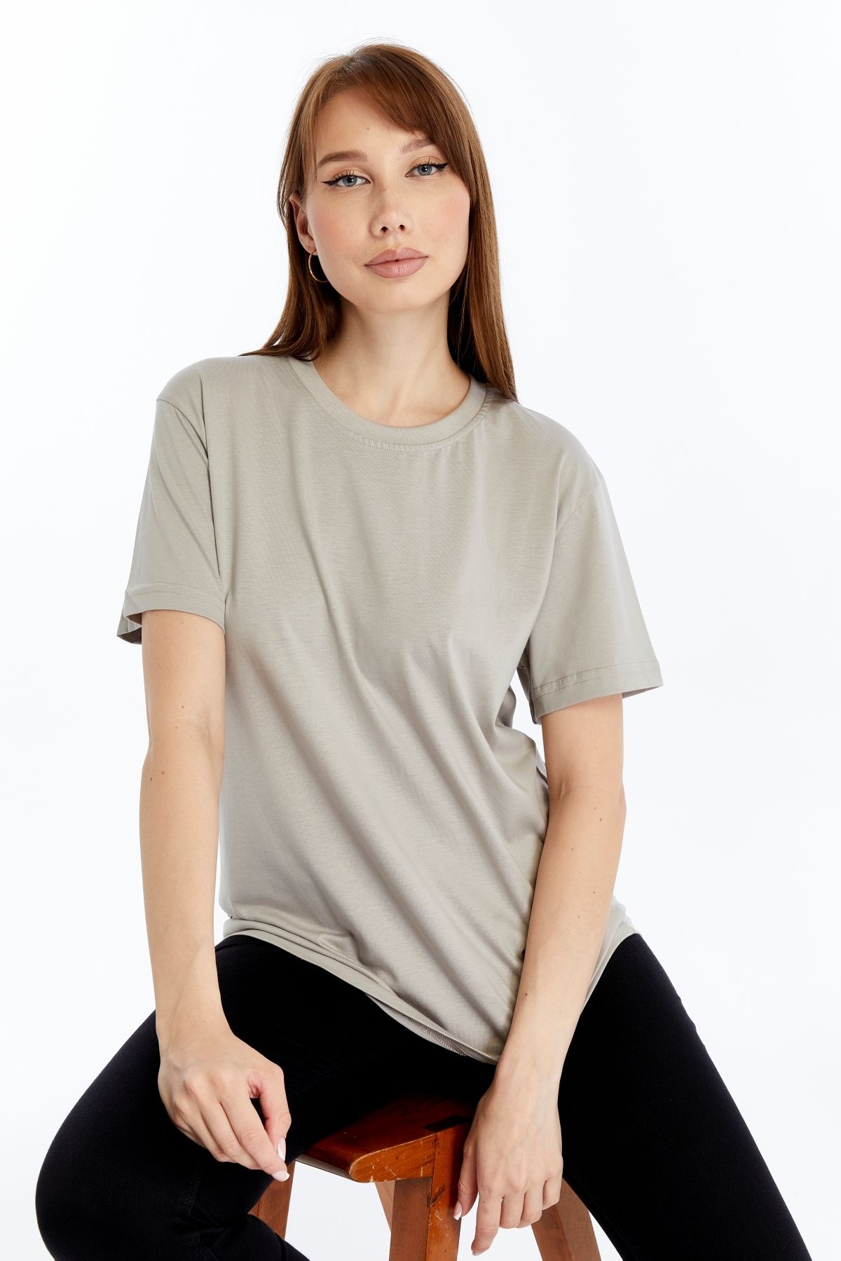 OXVİN Kadın Tişört Pamuk Ve Modal Karışımlı T-Shirt