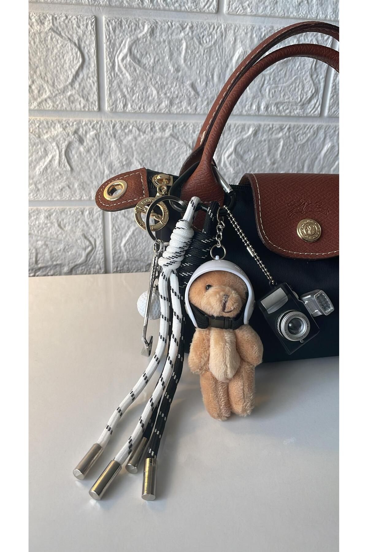Sheymace Yeni Teddy Bear & Retro Kamera Figürlü Çanta Anahtarlık Charm