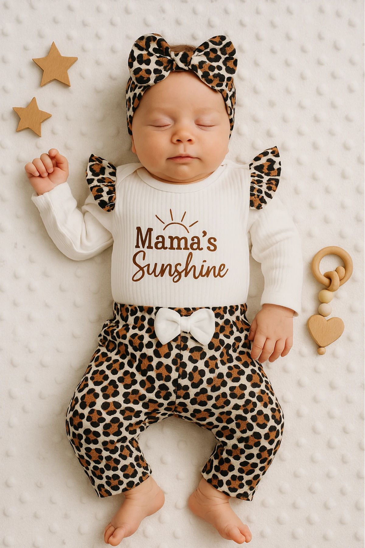 Çıldırıns Mamas Shine Baskılı Bandanalı Raporlu Kumaş 3’lü Bebek Takım