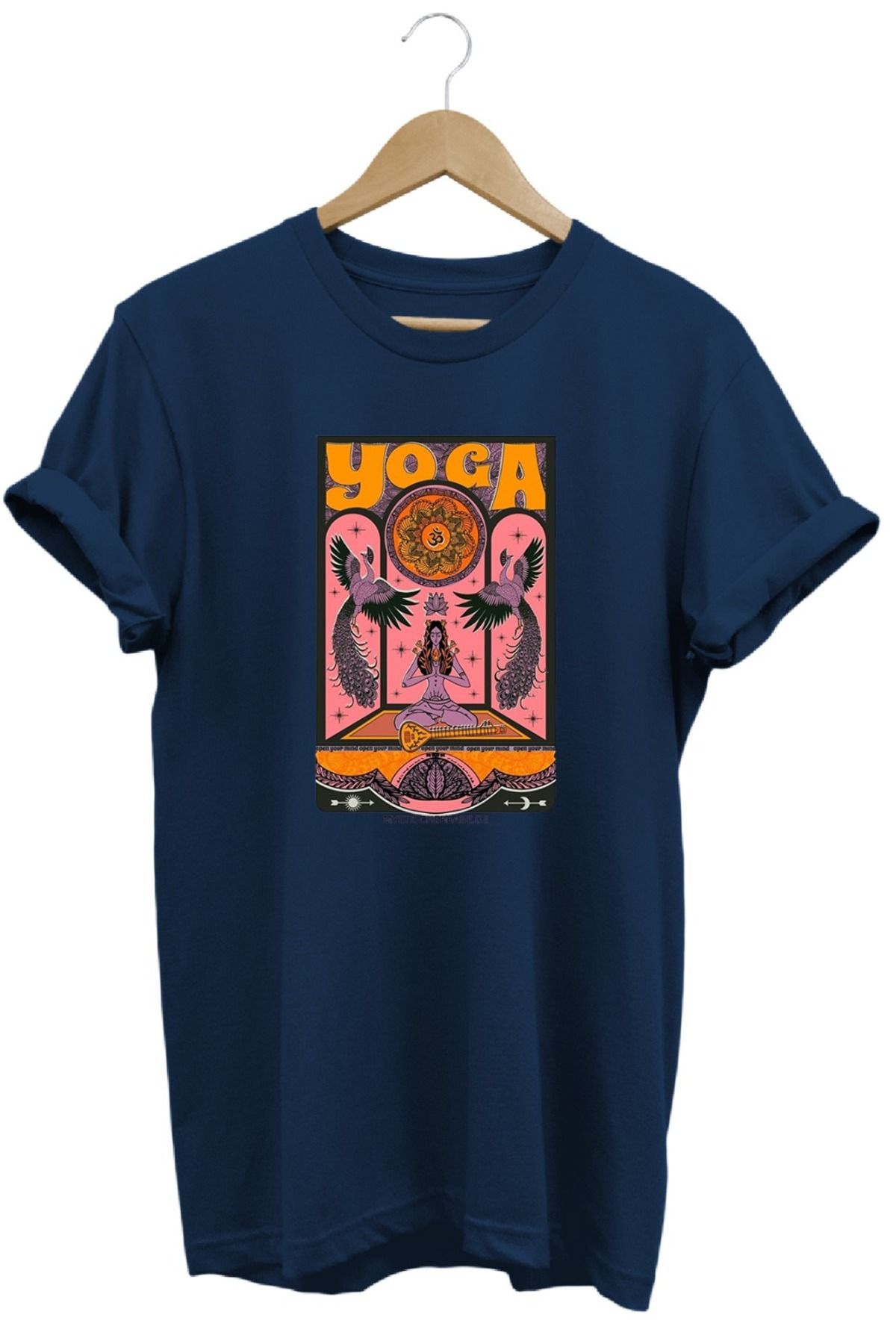 joyyfashion Tavuskuşu Yoga Namaste Baskılı T-Shirt