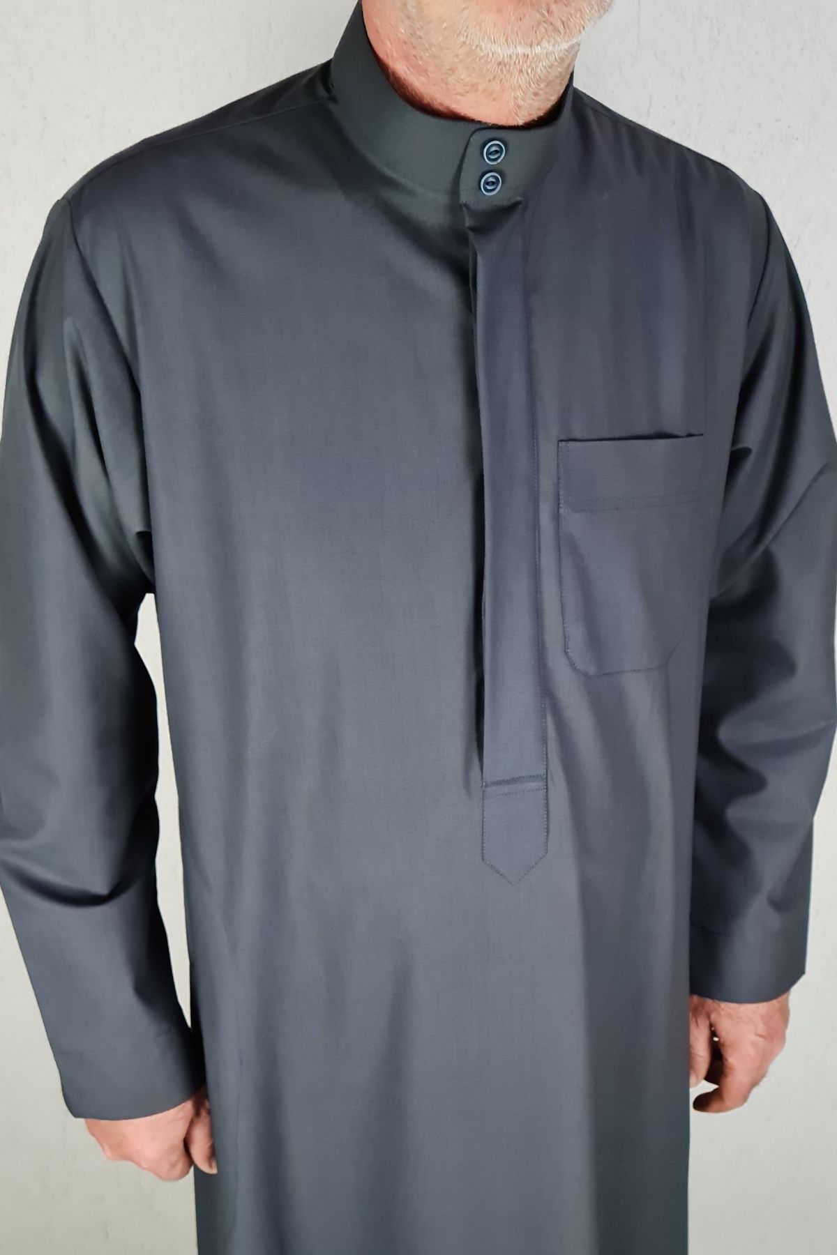 Royal Attire-Hajj Umrah Clothes/Front Buttons Hidden and Long Sleeves Without Buttons with Pockets/Prayer Robe/Men's Fistan 7