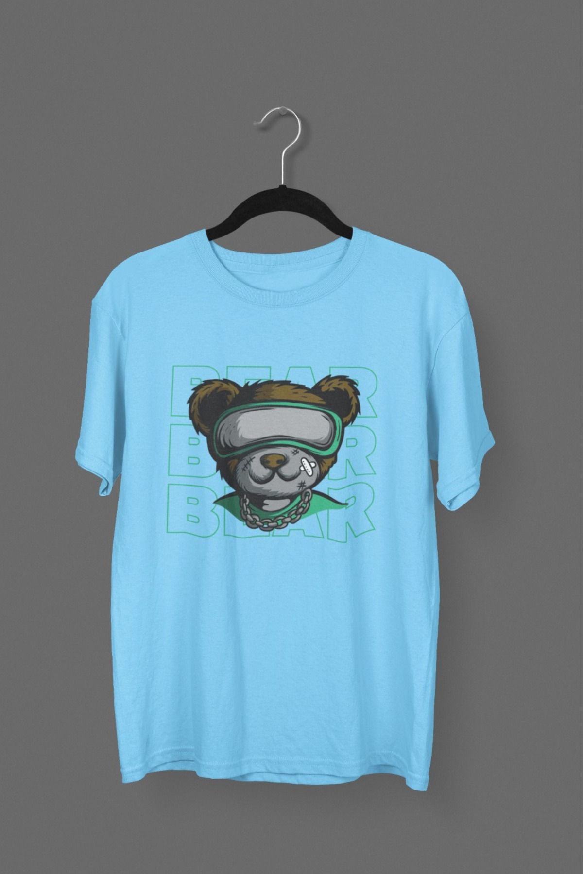 Butik ERKEK/KADIN -BEAR- TRANSFER BASKILI YUVARLAK YAKA KISA KOL TİŞÖRT