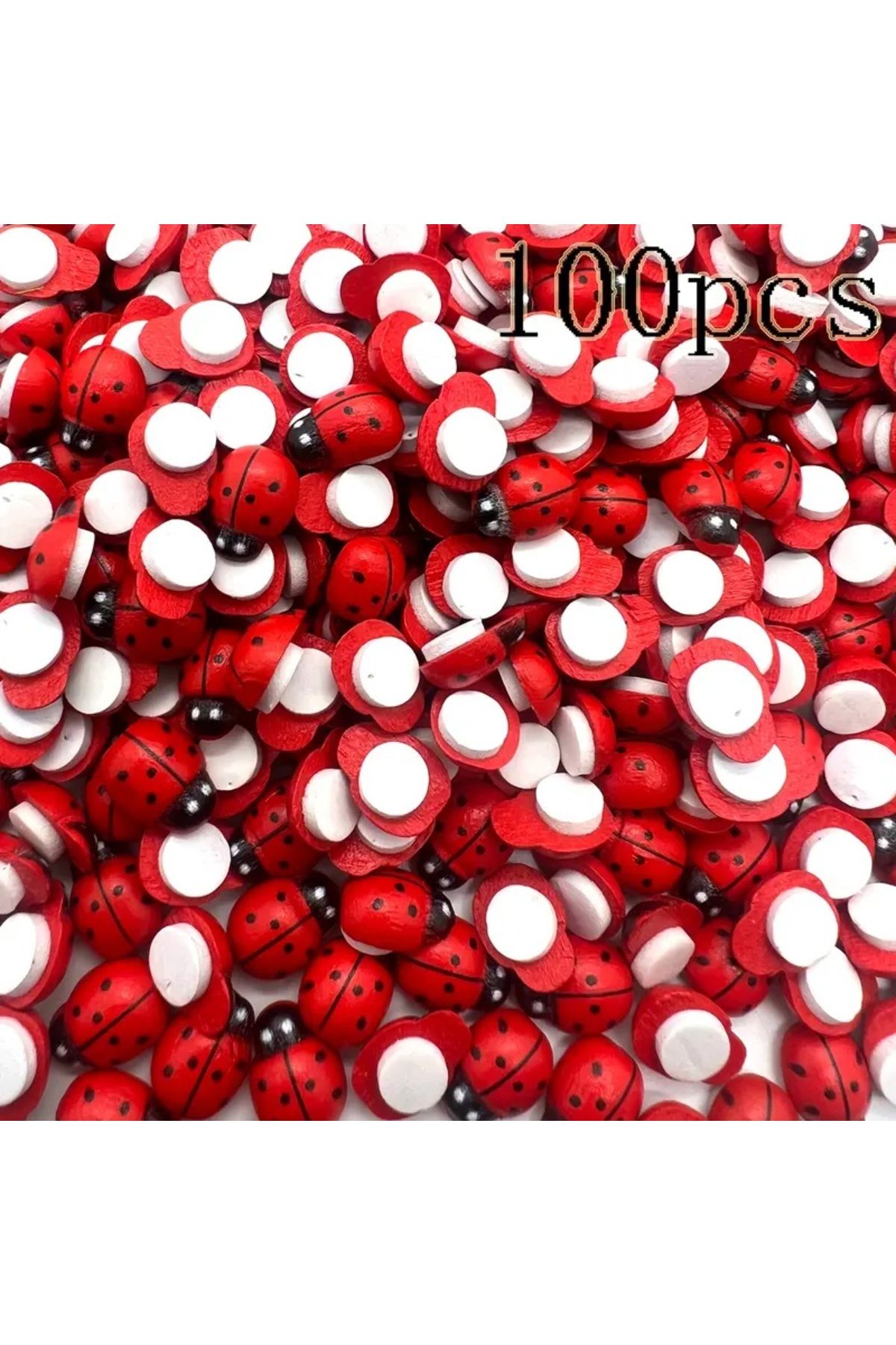 Siliko World Kırmızı Uğur Böceği 100 Adet Dekor Uğur Böceği Desenli Süs Parti Malzemesi