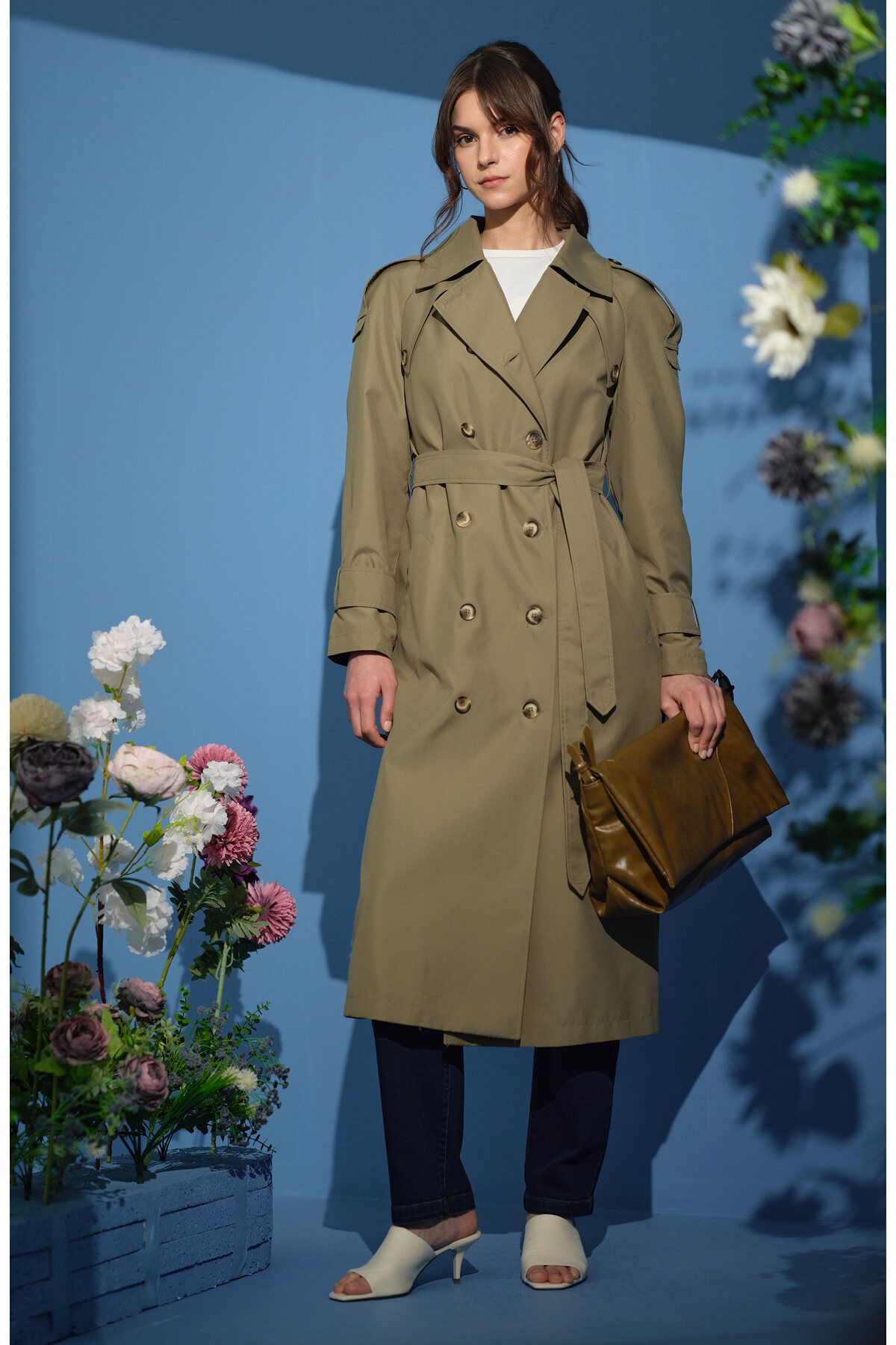 Fatma Atasoy Oversize Haki Trençkot