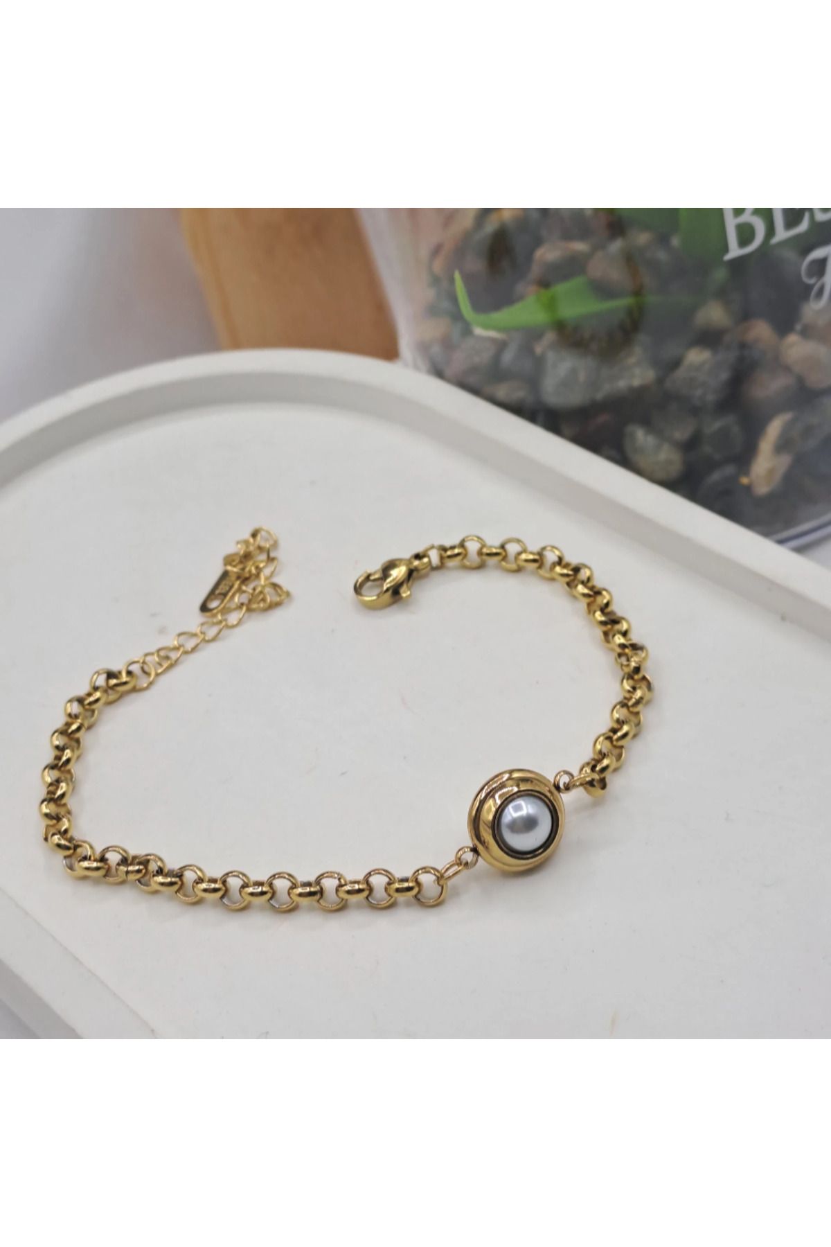 Daniela Pearl Glow Altın Kaplama Çelik Bileklik