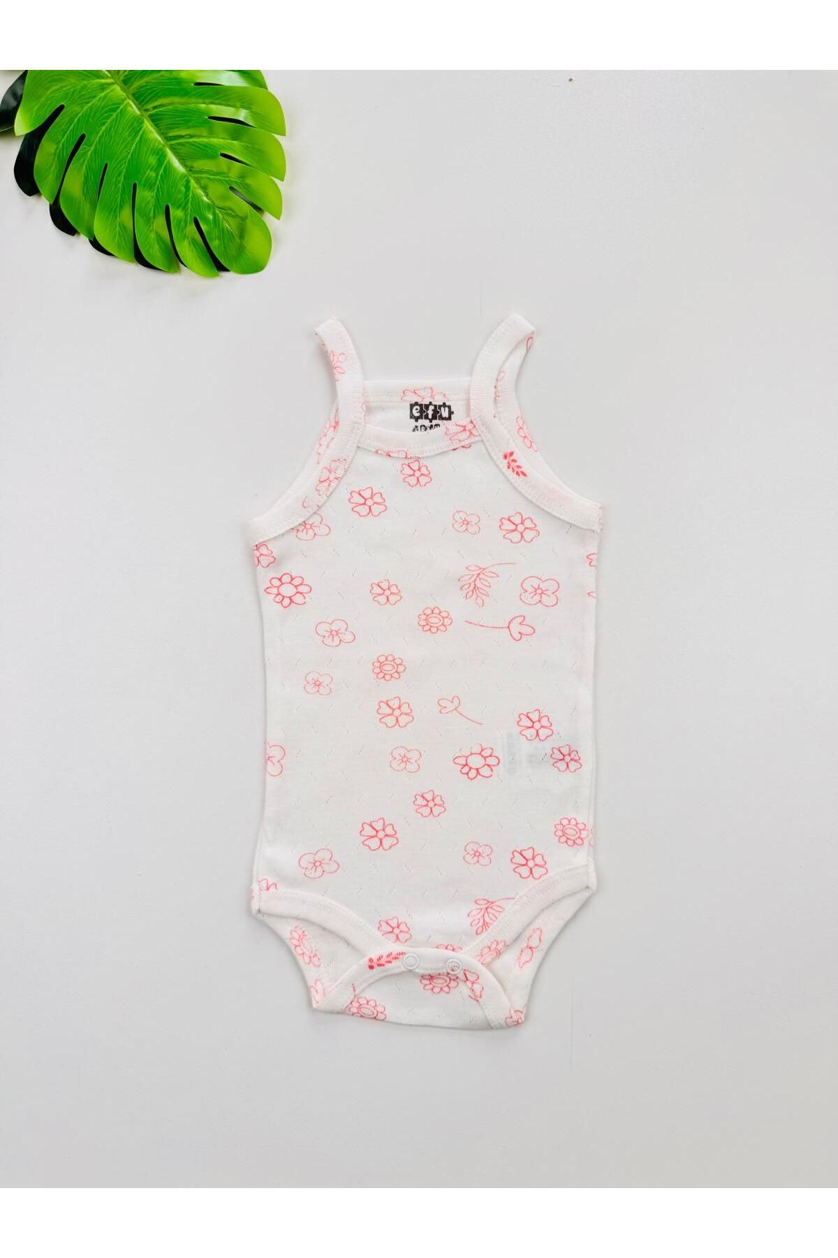 EFU BABY Papatya Desenli %100 Pamuklu İp Askılı Jakarlı Kız Bebek Body
