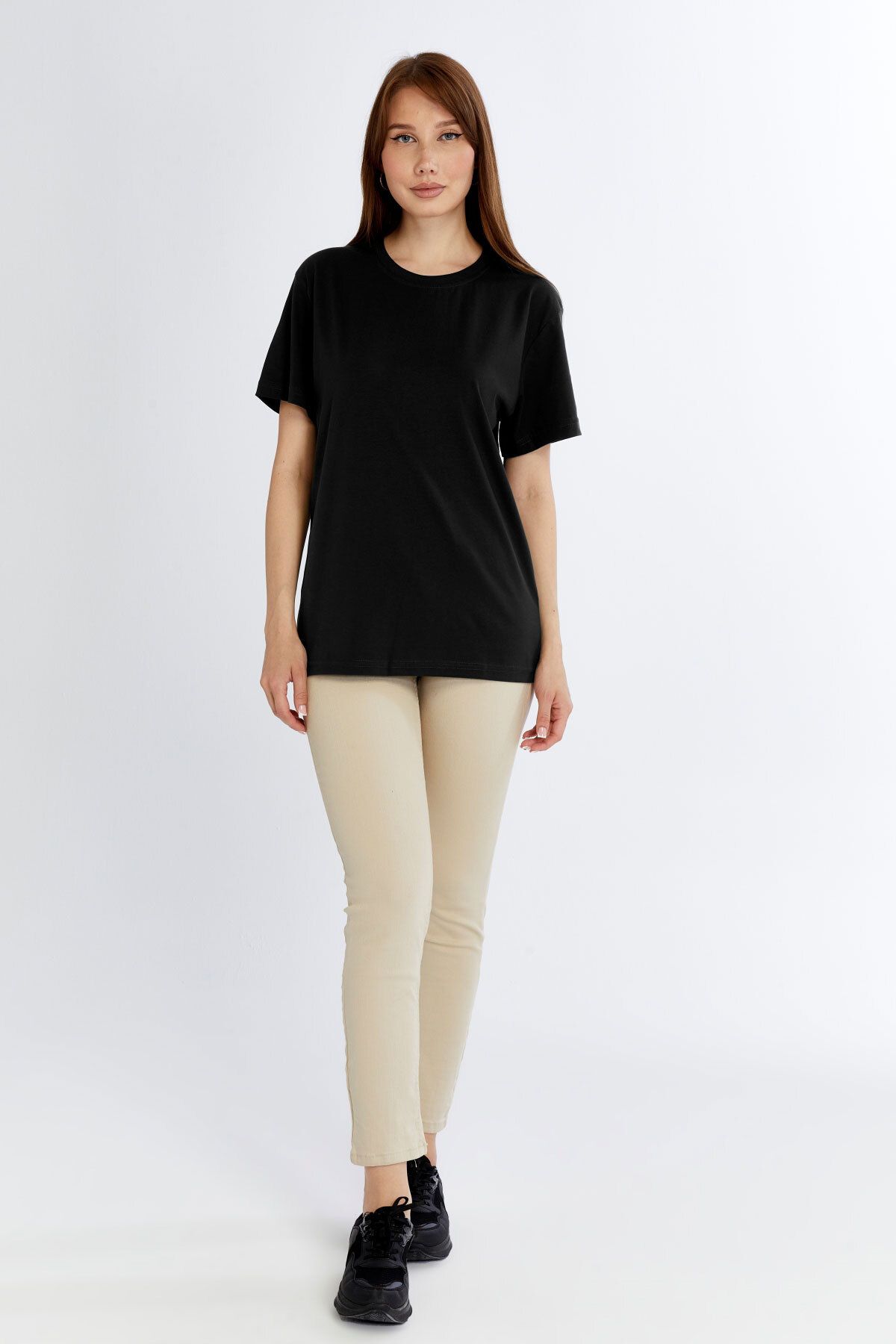 OXVİN Kadın Tişört Pamuk Ve Modal Karışımlı T-Shirt