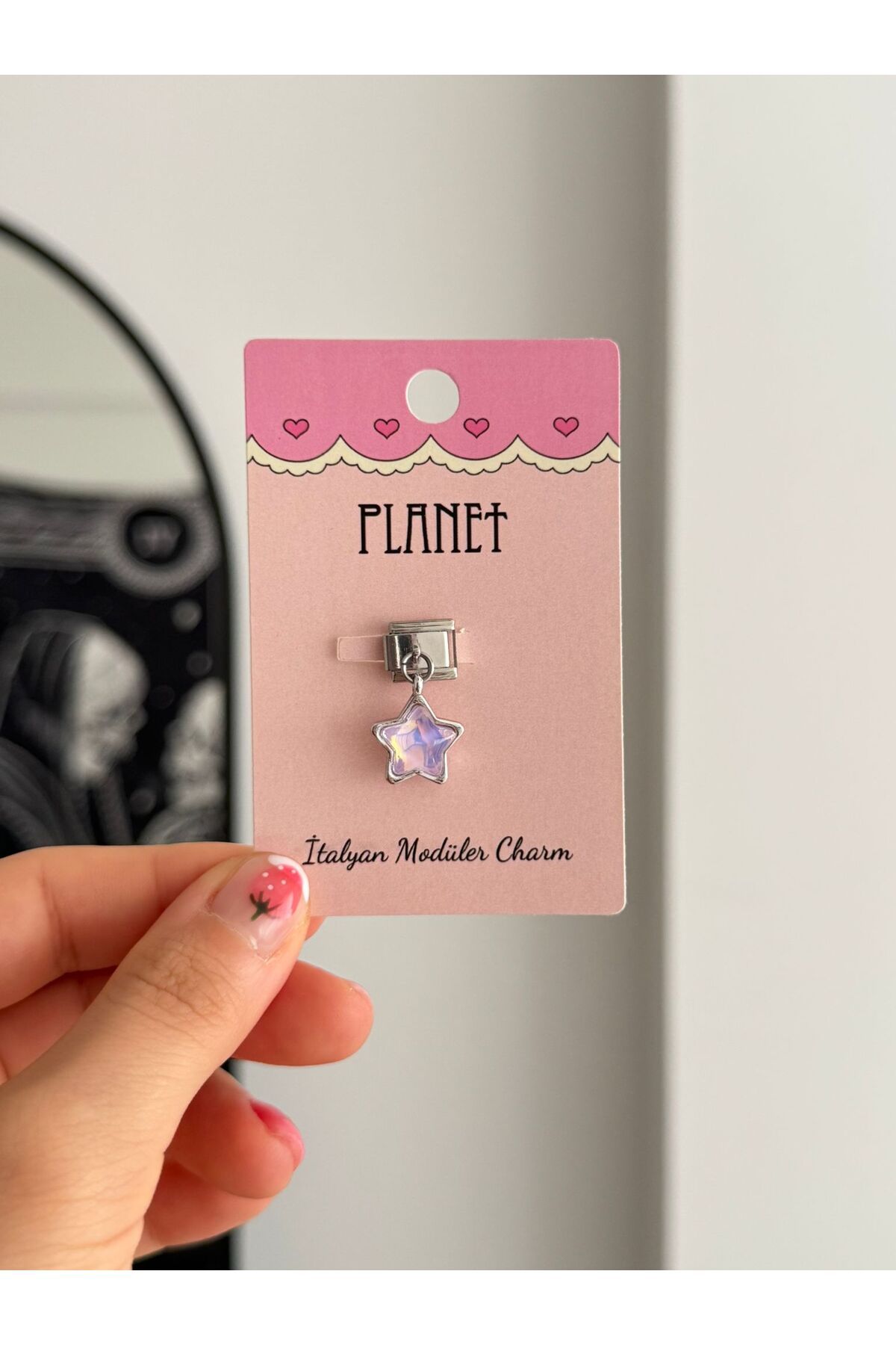 Planet Butik Purple Hologram Sallantılı Kartlı İtalyan Charm
