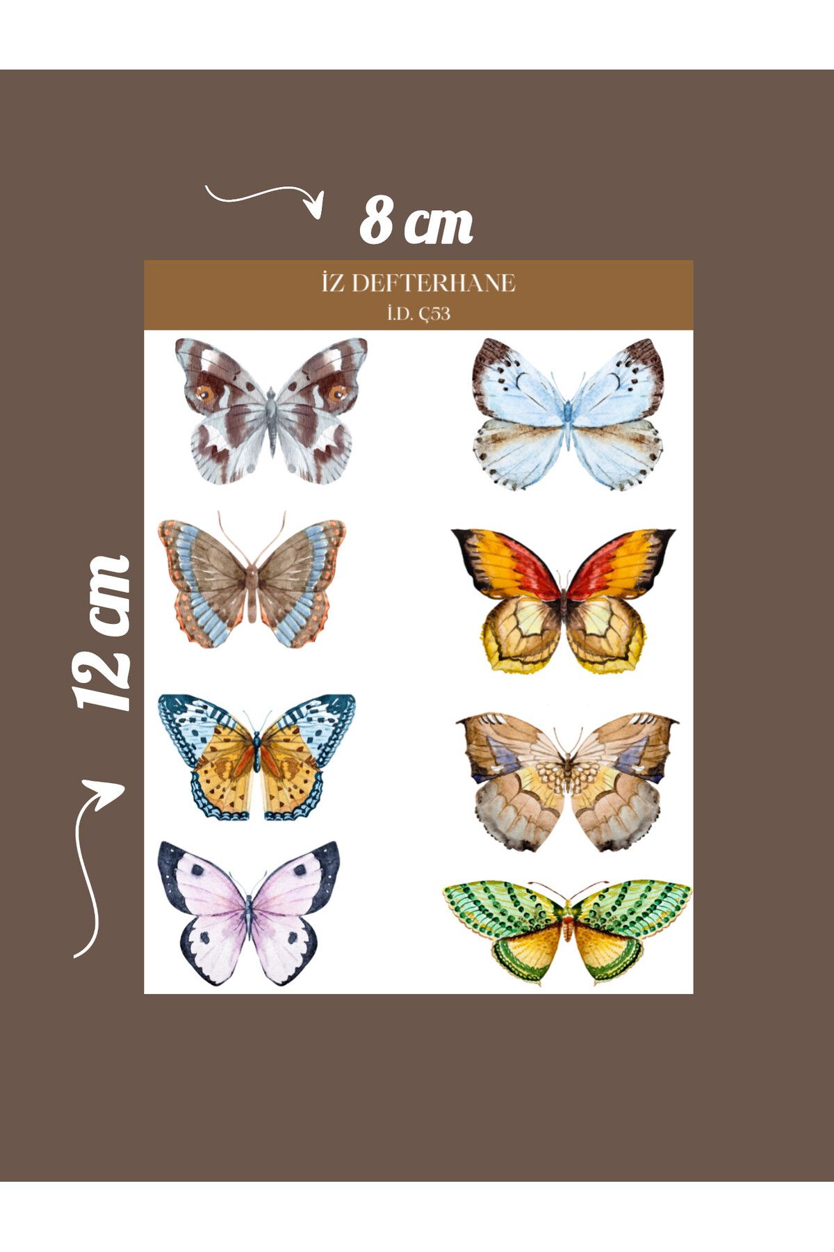 İZ DEFTERHANE Nostalji Vintage Kelebekler Çıkartma Sticker (Defter ajanda ve günlük planlayıcılar için uygun)
