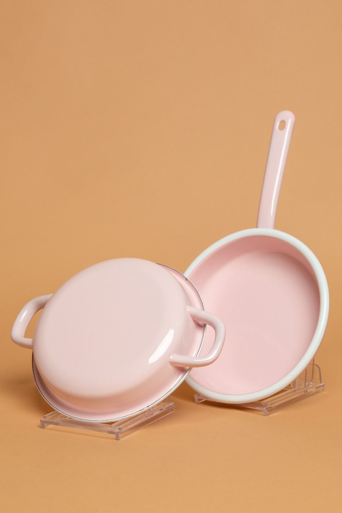 EBUTAY Rosa di Verona 2’li Kulplu ve Saplı Pembe Sahan Seti