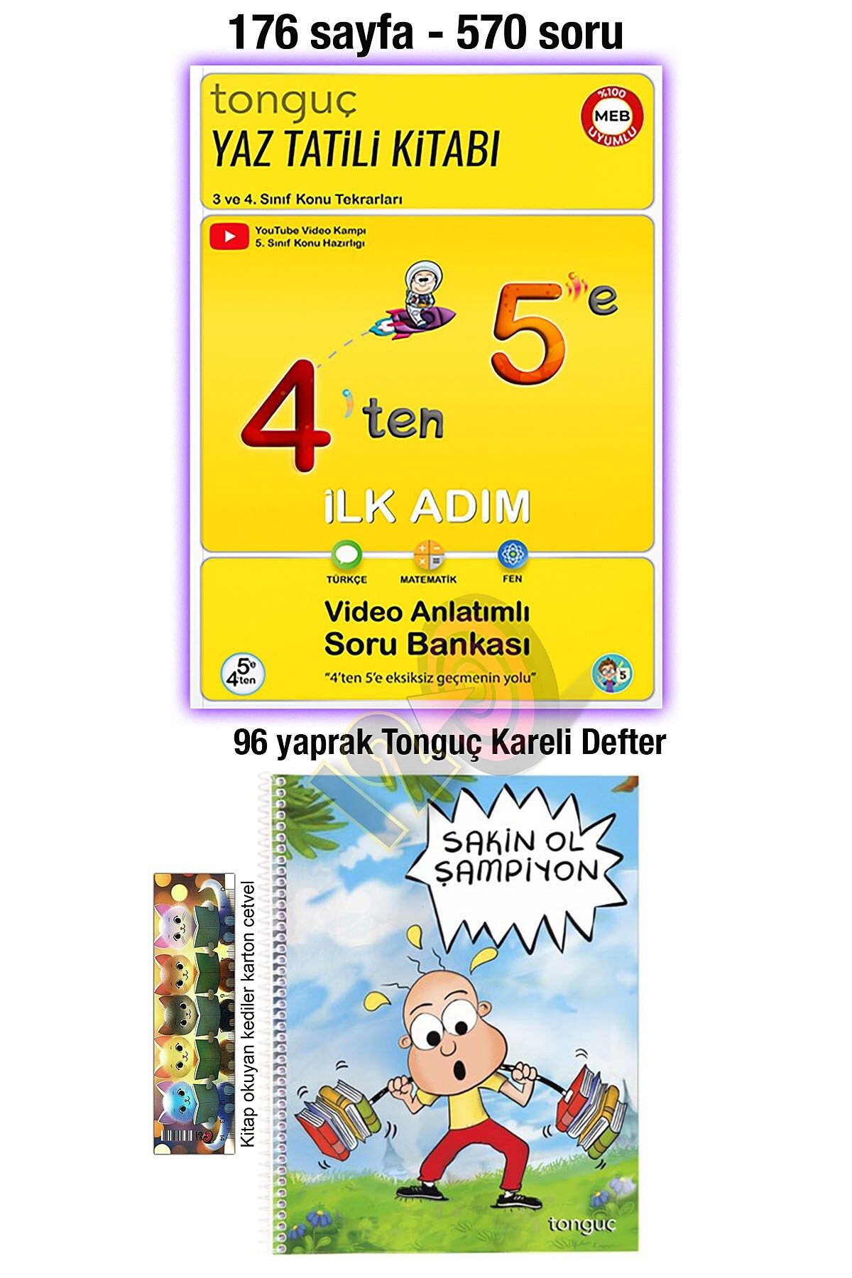 Tonguç Yayınları 4'ten 5'e Hazırlık Yaz Tatil Kitabı Tonguç Defter