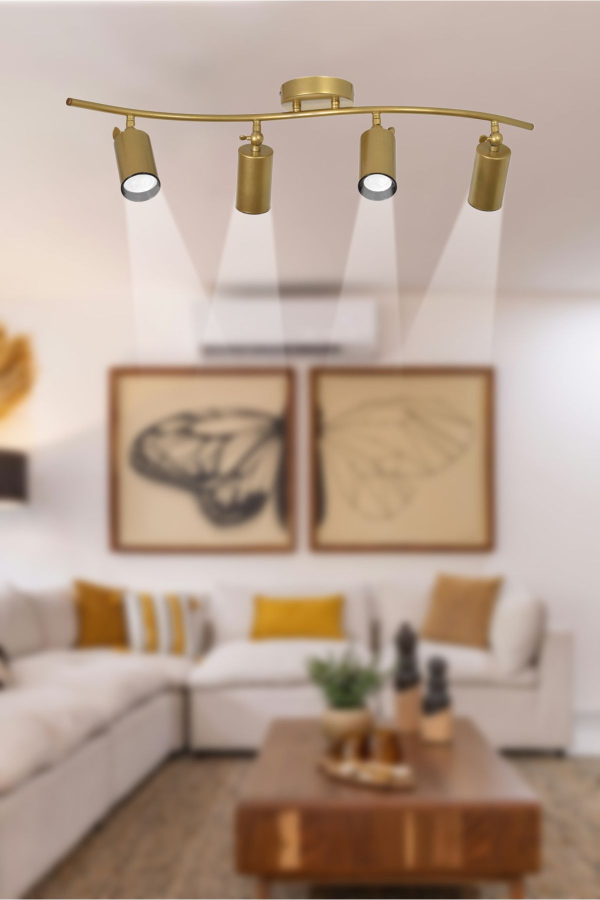 Modavize Miami Modern Salon Yatak Odası Giyinme Odası CAFE Mutfak - Eskitme Renk Spot 4 lü Avize (BEYAZ IŞIK)