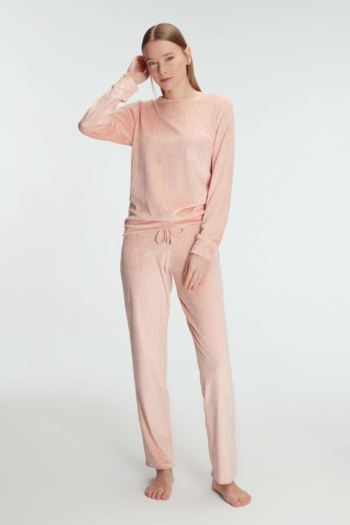 Motto10butik Uzun Kol Sweatshirt ve Pantolon Takım Pijama Takımı