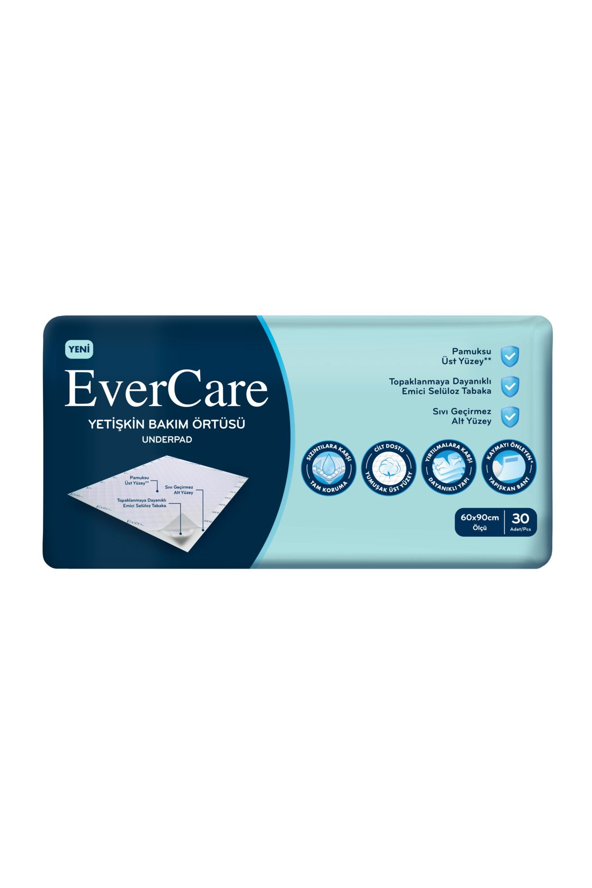 Evercare Yetişkin Bakım Örtüsü UnderPad 30 Adet 60x90 cm