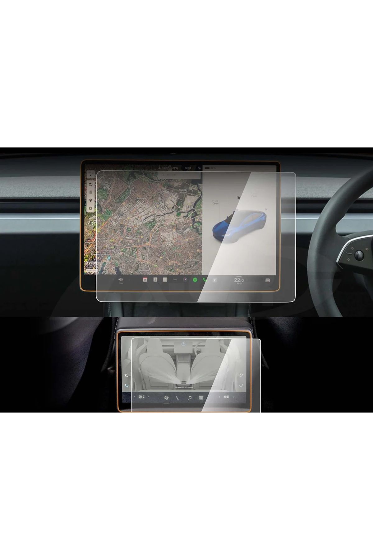 mrtglass Tesla Model Y Juniper Ekran Koruyucu Nano Film 2 in 1 Set